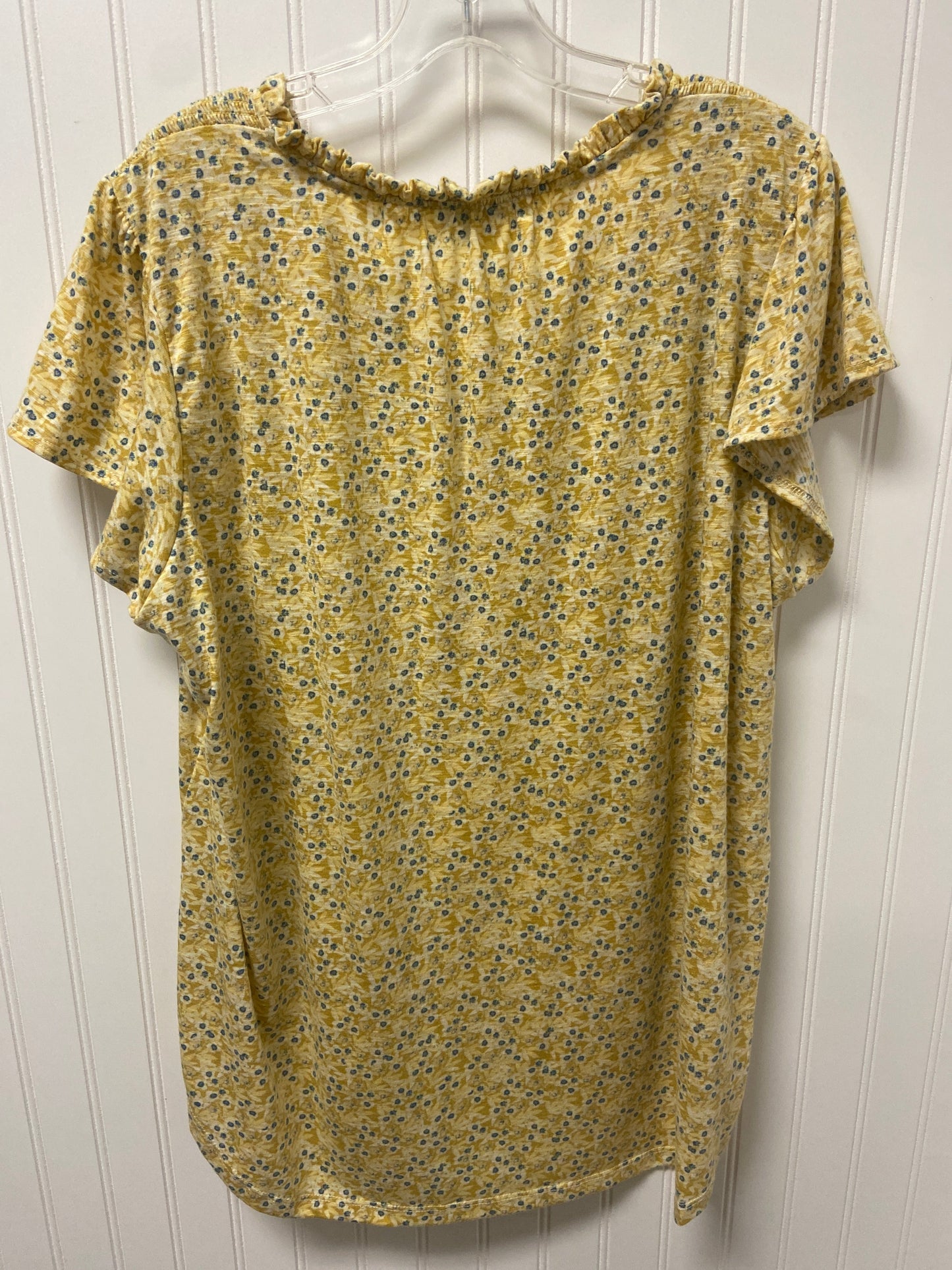 Yellow Top Short Sleeve Rose And Olive, Size 1x
