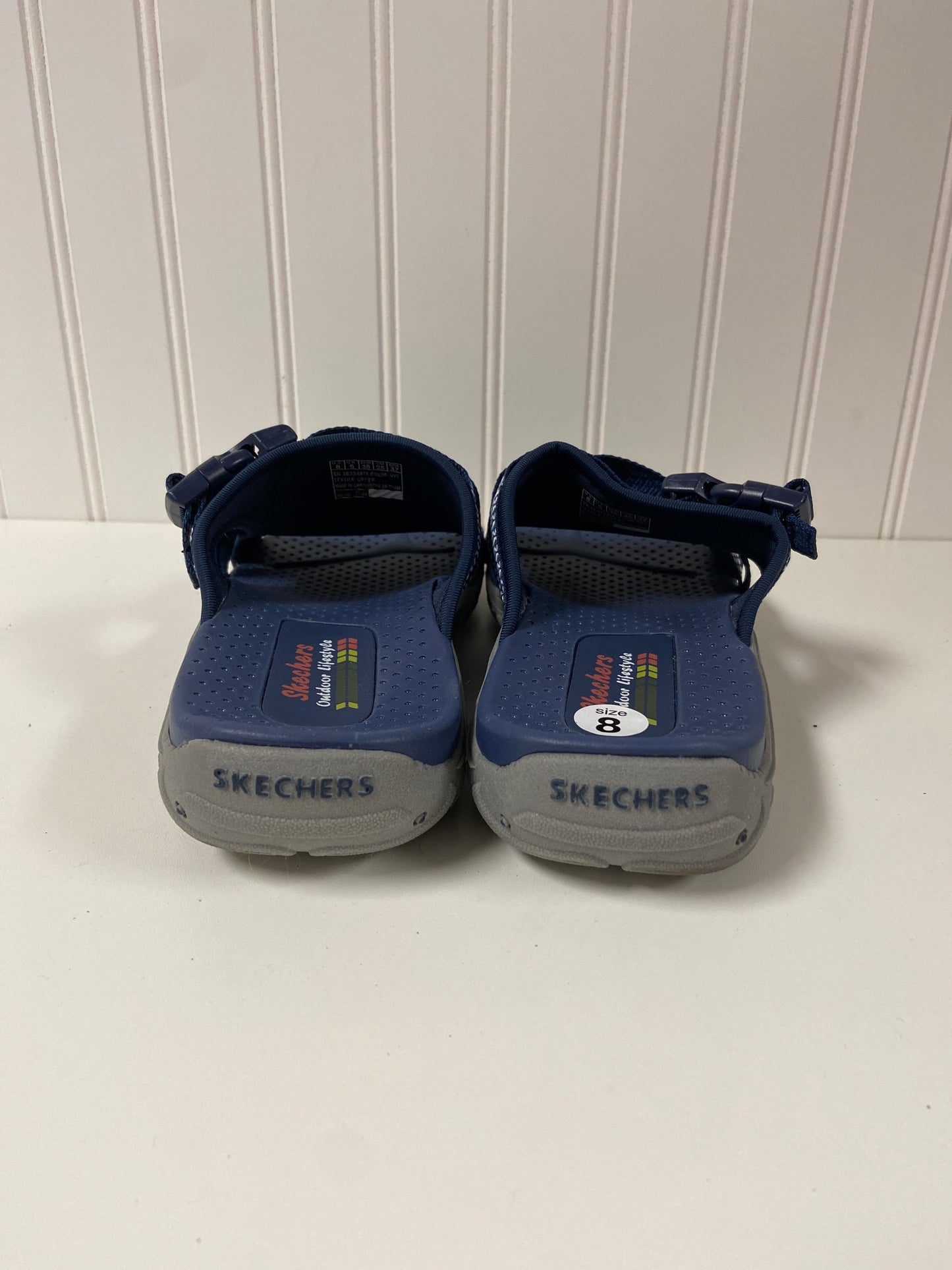 Navy Sandals Flats Skechers, Size 8
