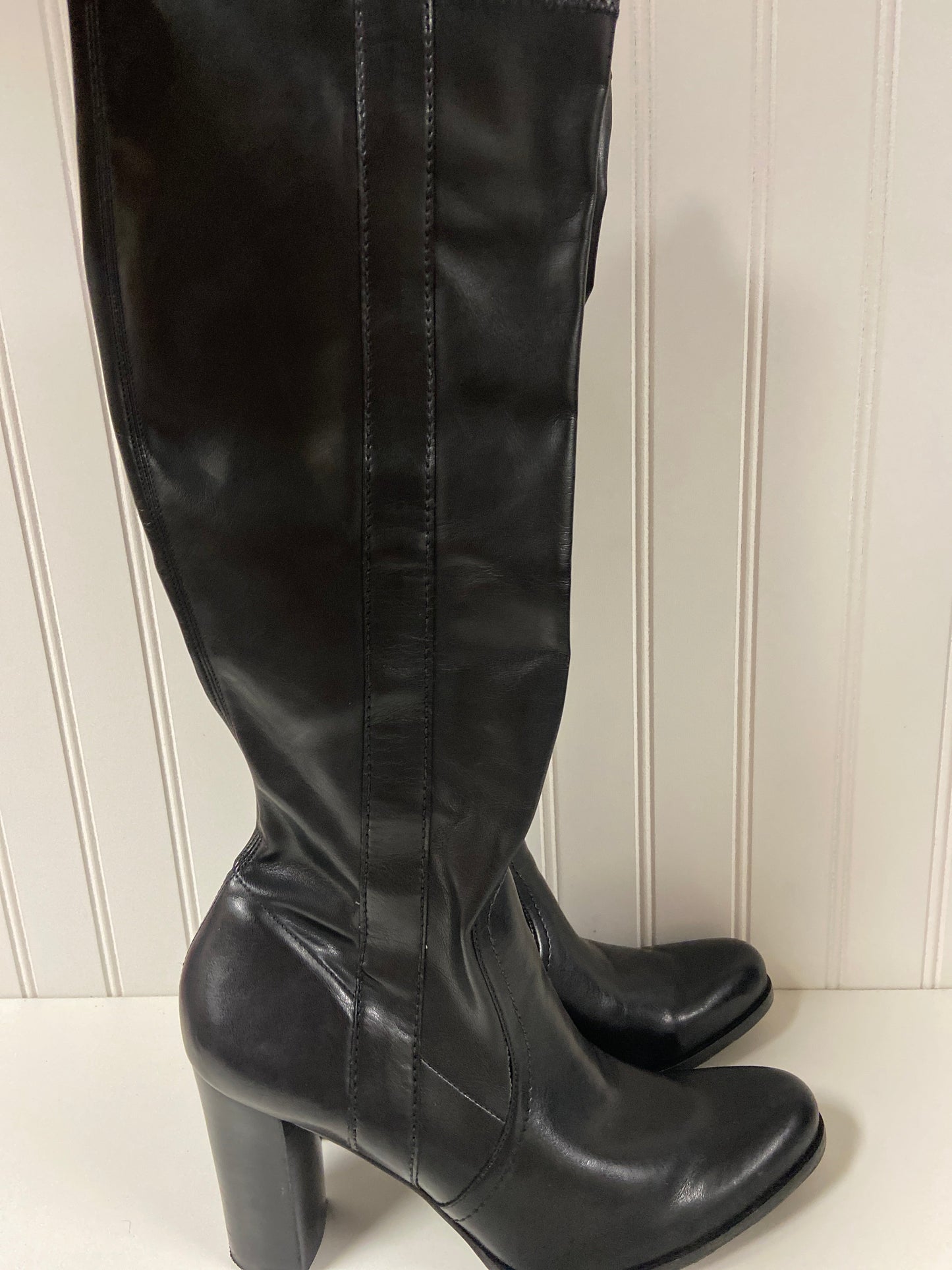 Black Boots Knee Heels Franco Sarto, Size 10