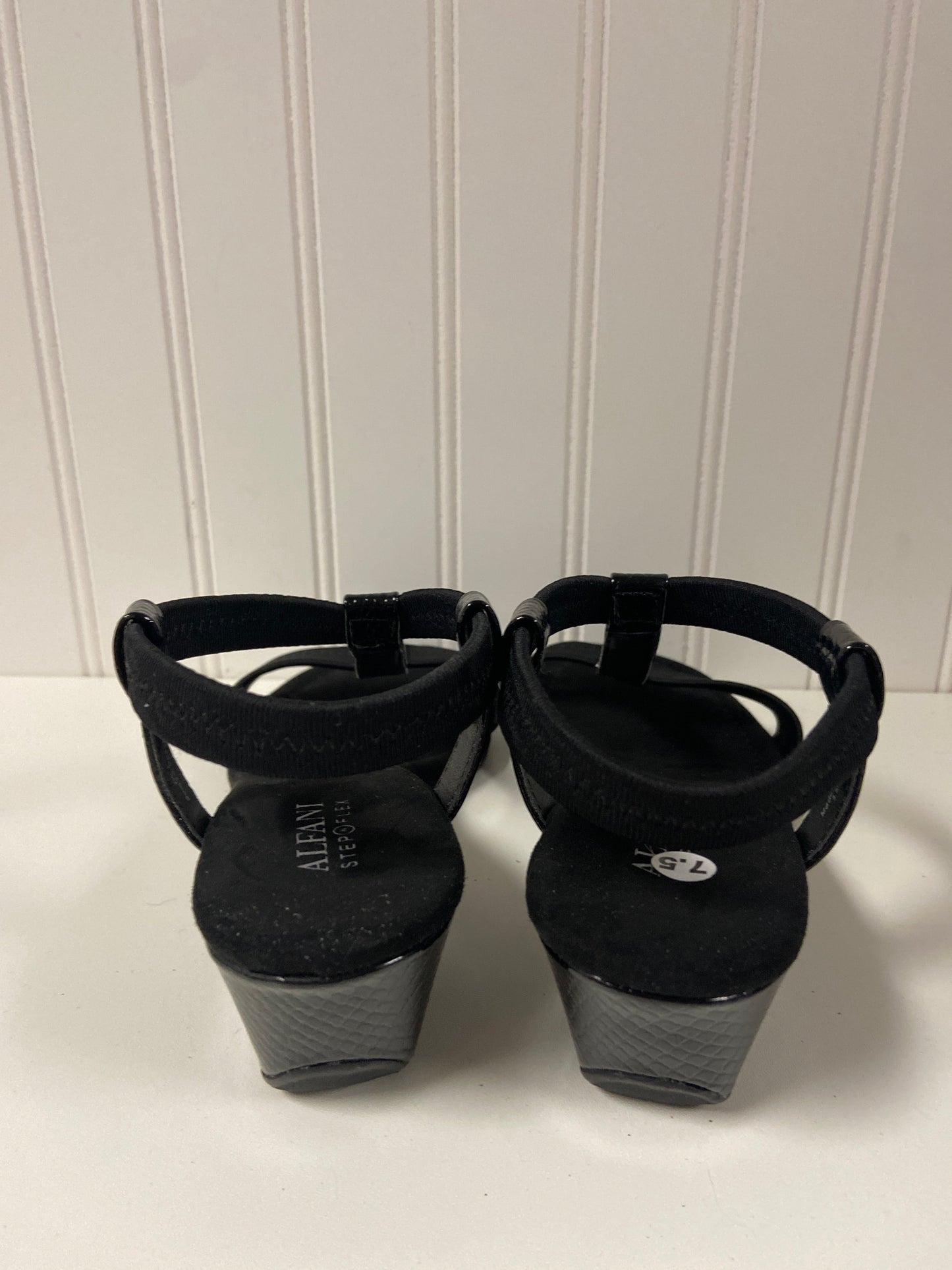 Black Sandals Heels Wedge Alfani, Size 7.5