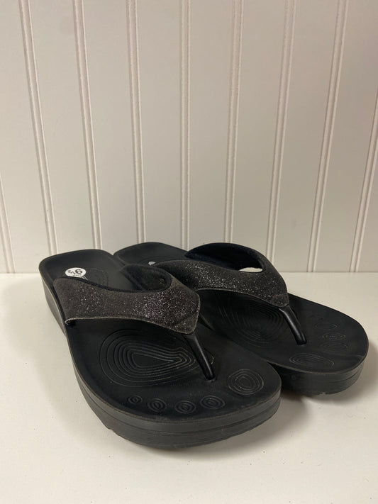 Black Sandals Heels Wedge Clothes Mentor, Size 9.5