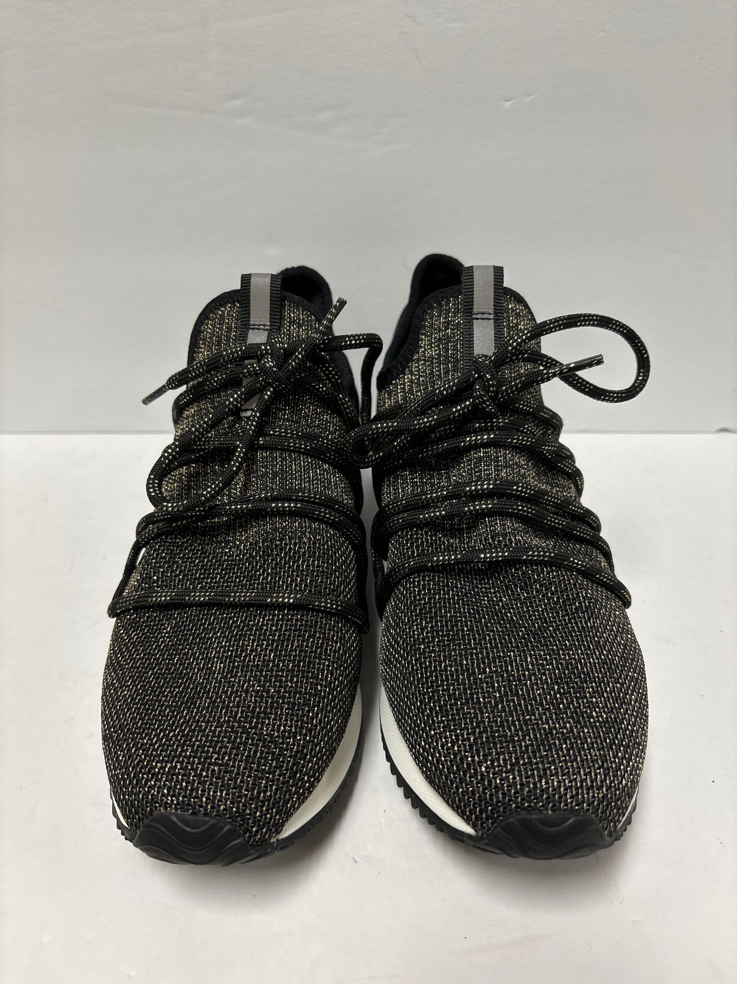 Black & Gold Shoes Sneakers J Slides, Size 7