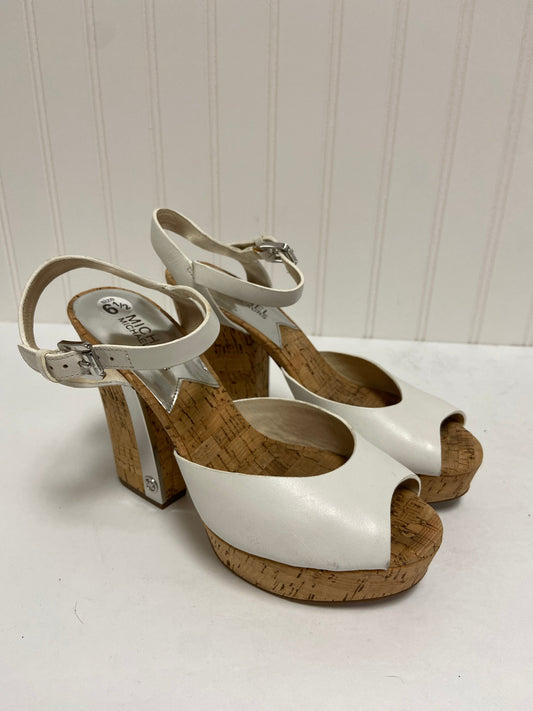 White Sandals Heels Block Michael By Michael Kors, Size 6.5