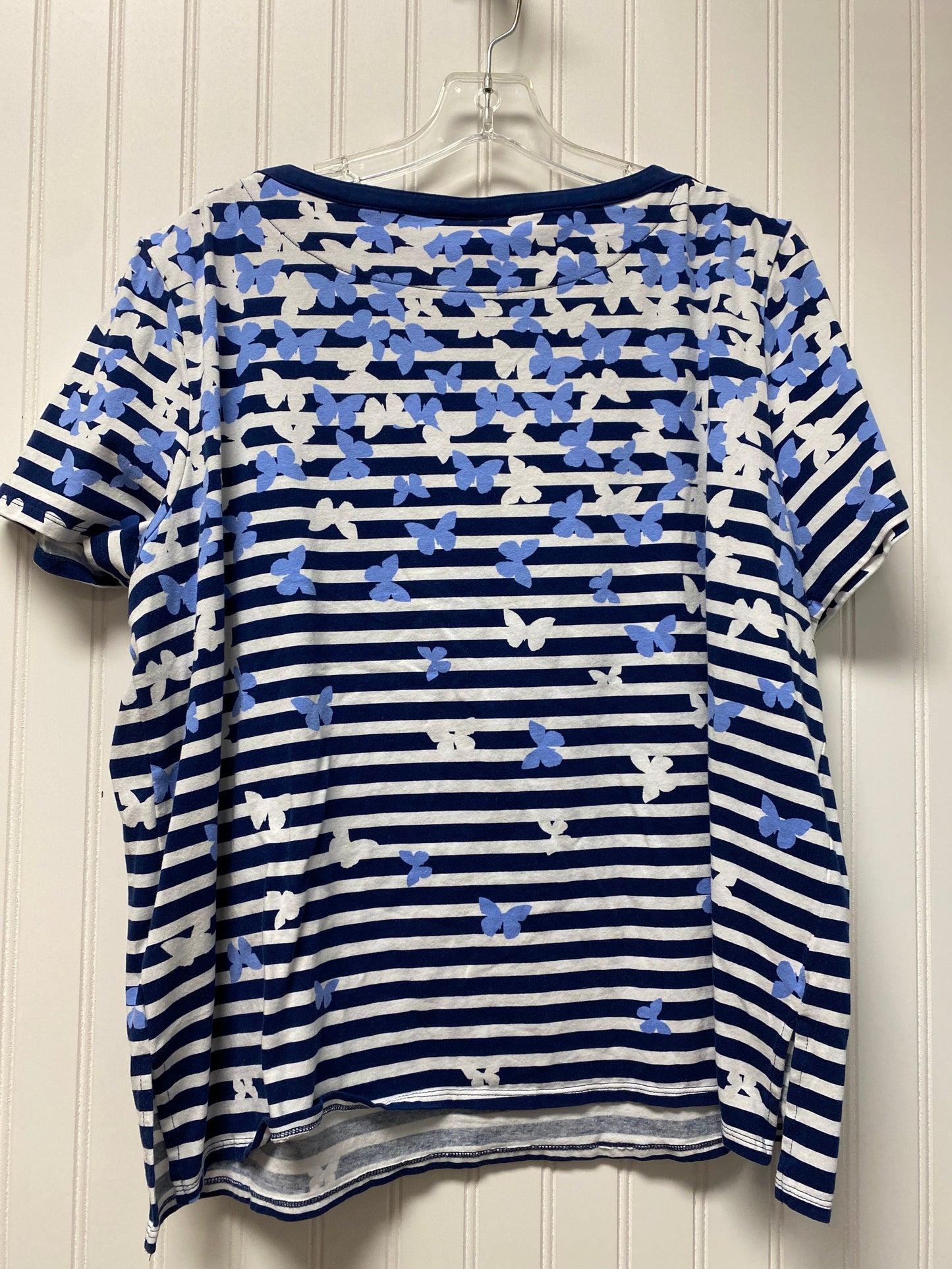 Blue & White Top Short Sleeve Alfred Dunner, Size Xl