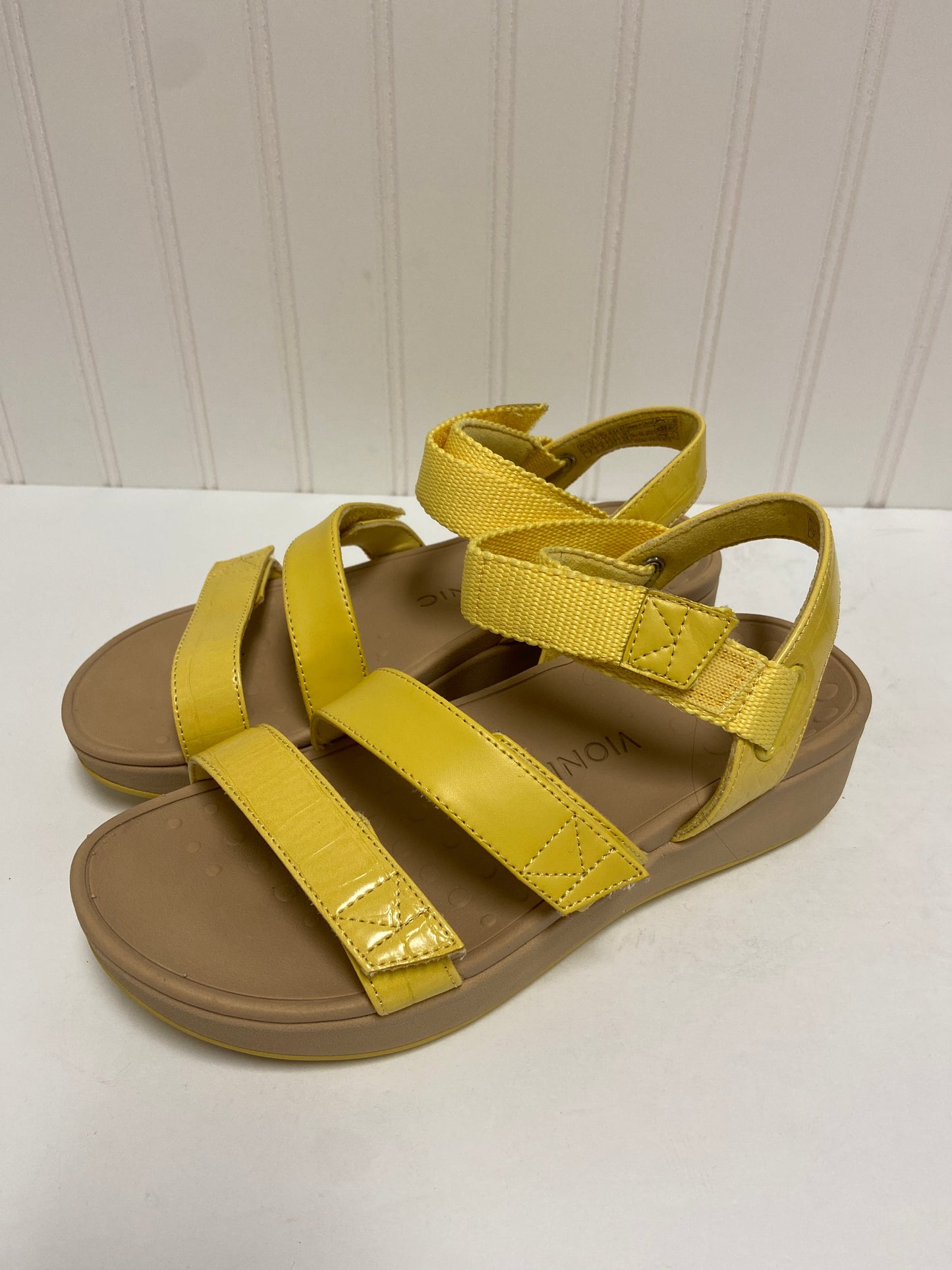 Yellow Sandals Heels Platform Vionic, Size 7