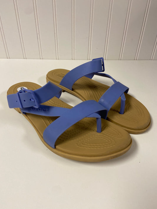 Blue Sandals Flats Crocs, Size 8