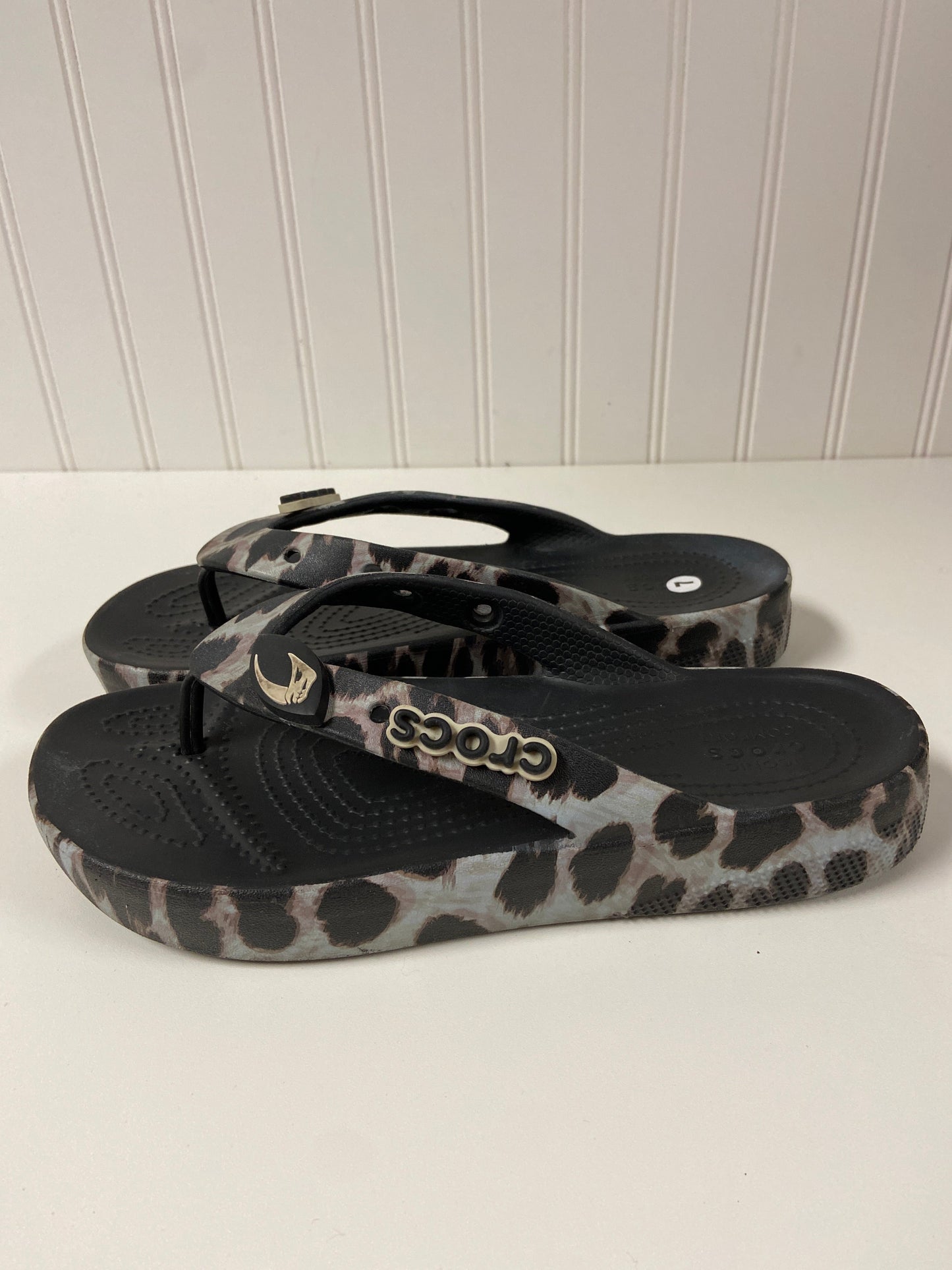 Animal Print Sandals Heels Platform Crocs, Size 7