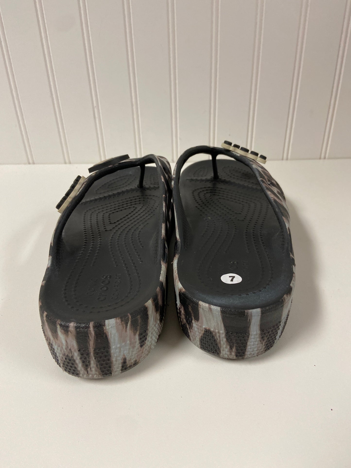 Animal Print Sandals Heels Platform Crocs, Size 7