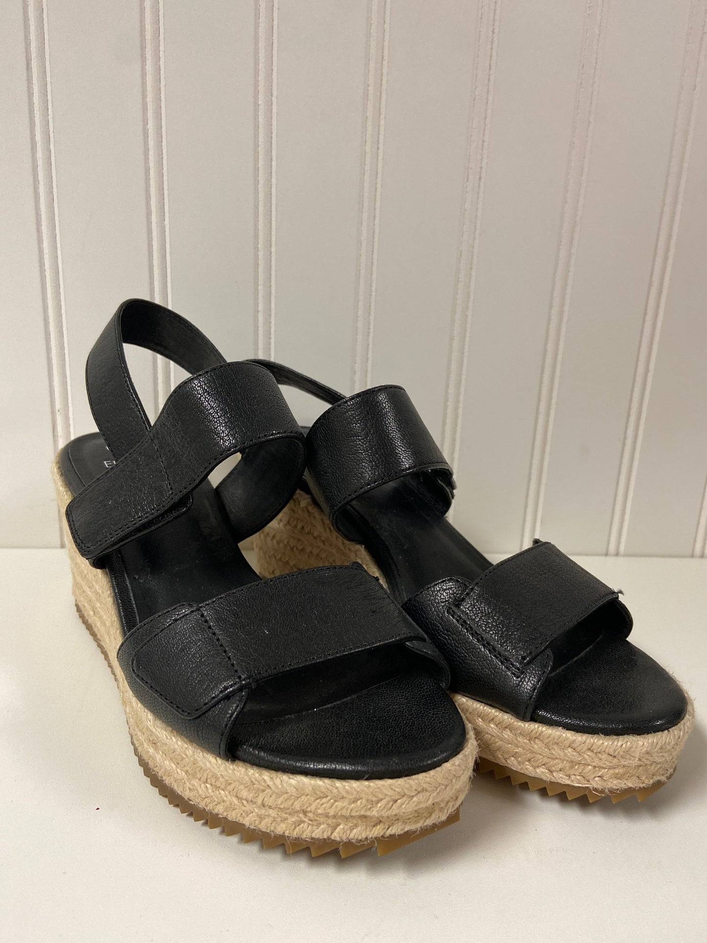 Black Sandals Heels Wedge Eileen Fisher, Size 6