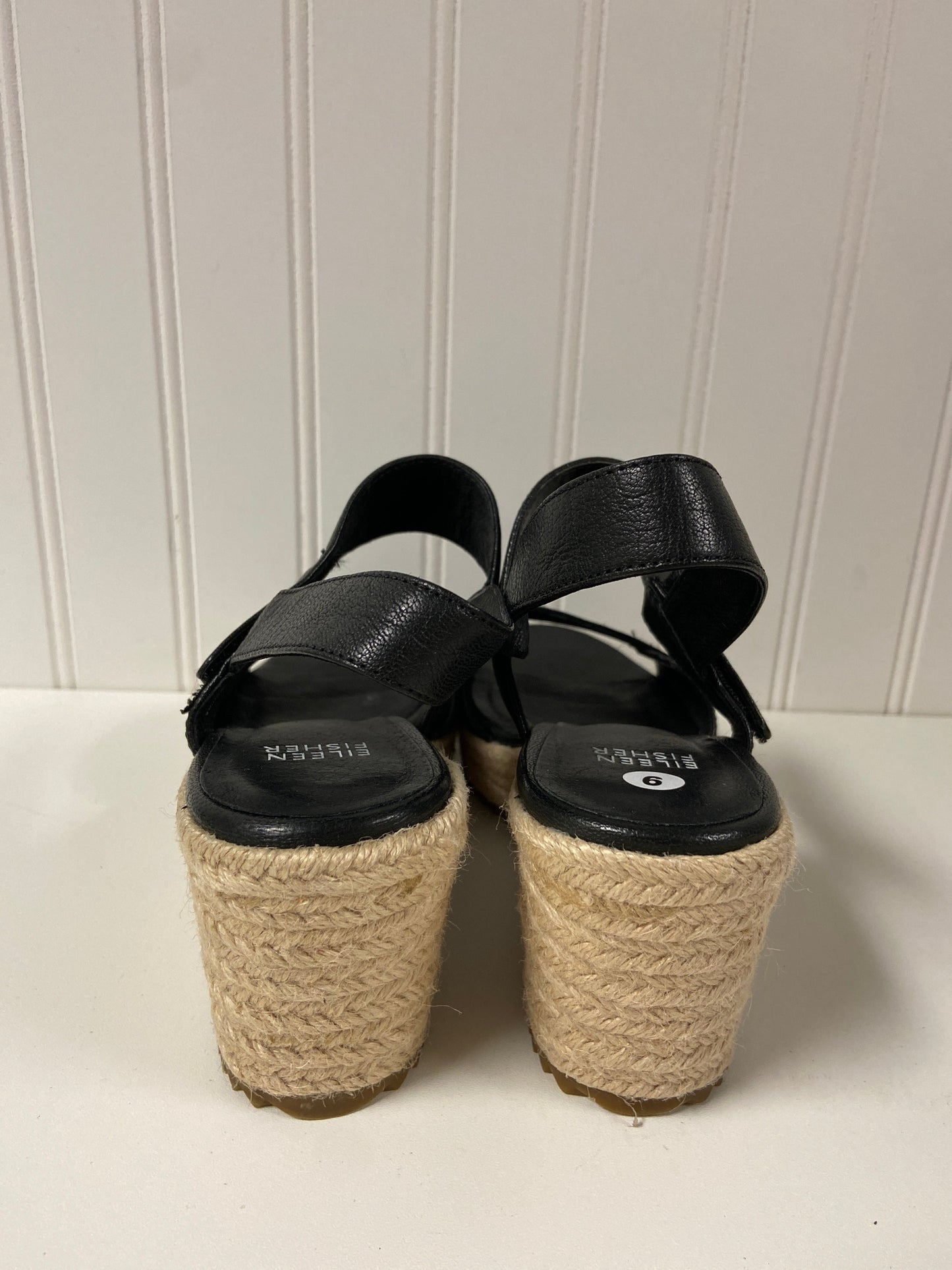 Black Sandals Heels Wedge Eileen Fisher, Size 6