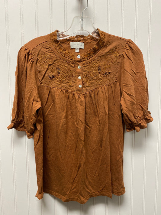 Brown Top Short Sleeve Lucky Brand, Size S