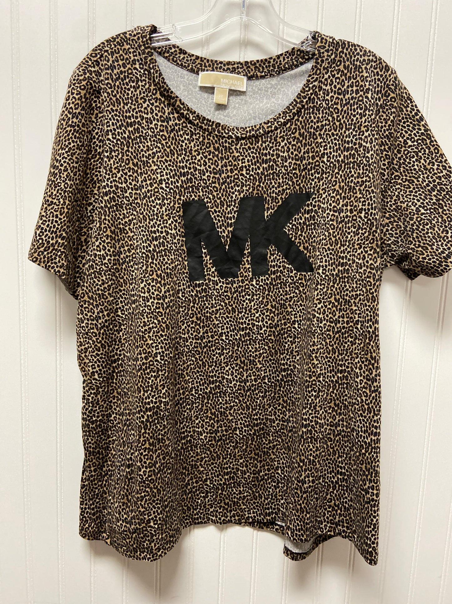 Animal Print Top Short Sleeve Michael By Michael Kors, Size 2x