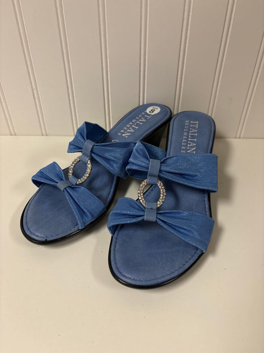 Sandals Heels Wedge By Italian Shoemakers In Blue, Size: 8