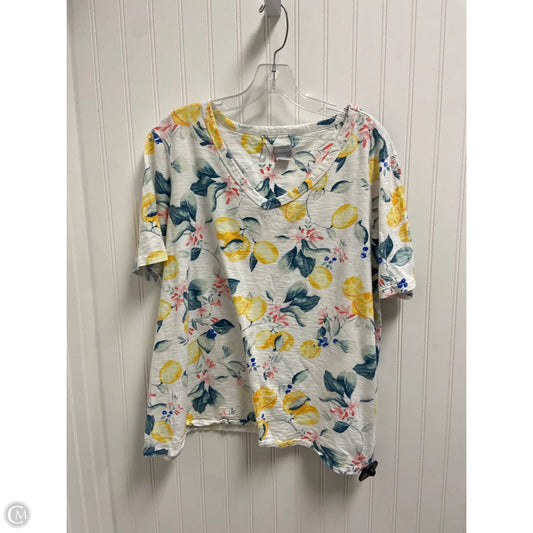 Top Short Sleeve By Chicos In White, Size: Xl