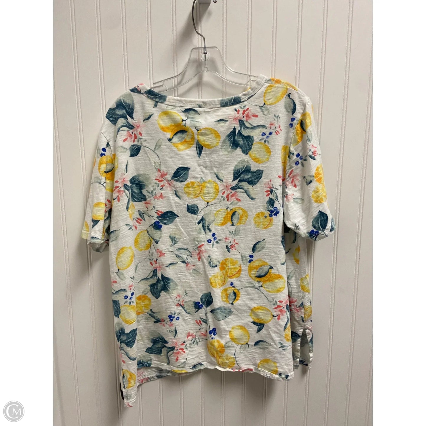 Top Short Sleeve By Chicos In White, Size: Xl