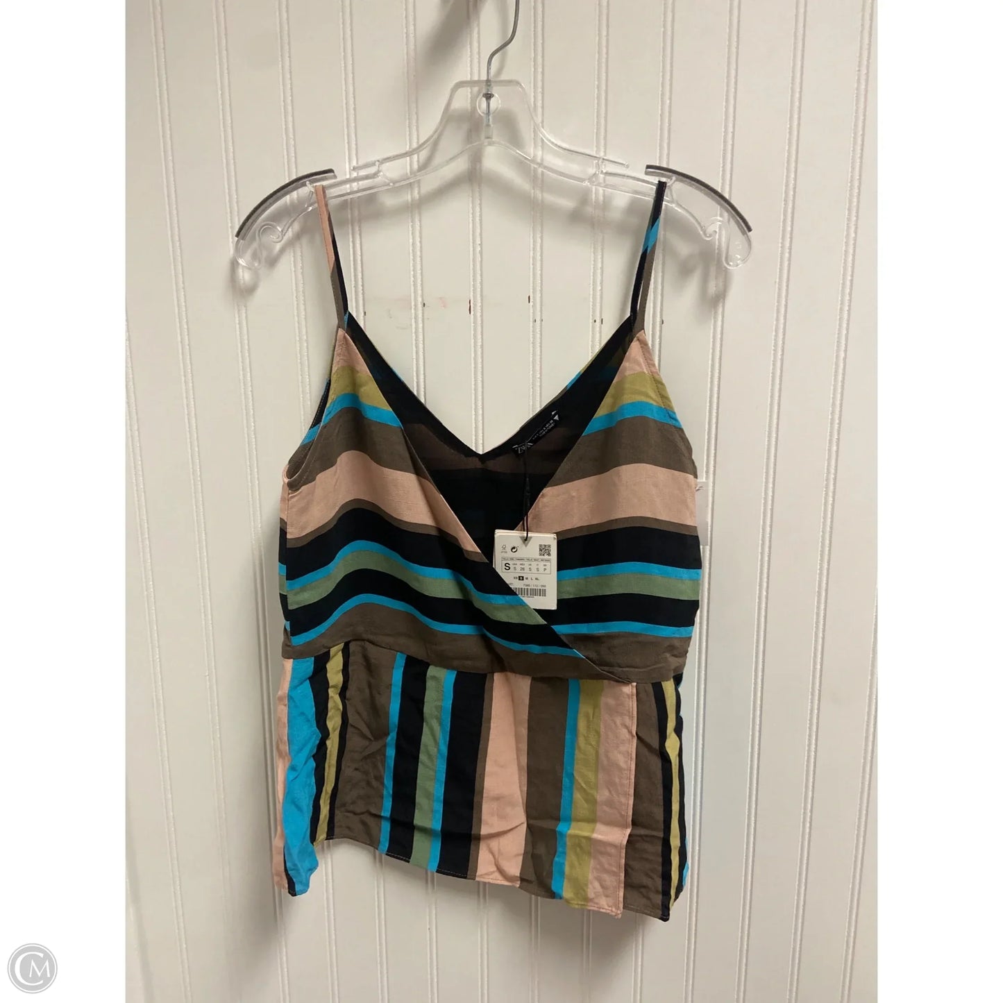 Top Sleeveless By Zara In Striped Pattern, Size: S