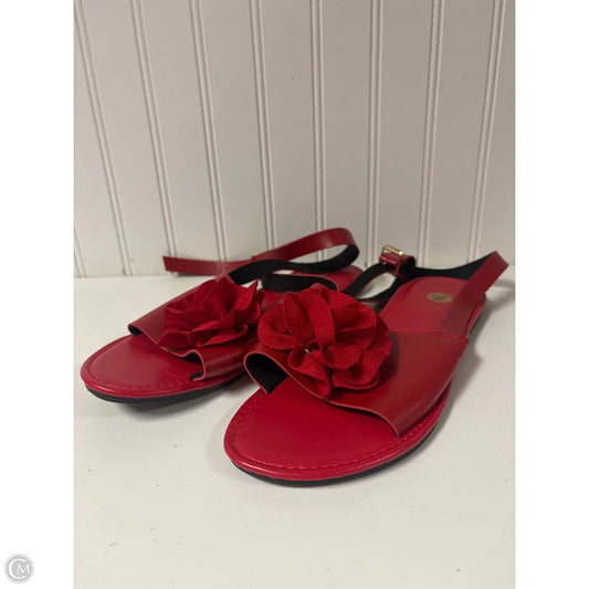 Sandals Flats By Clothes Mentor In Red, Size: 10.5