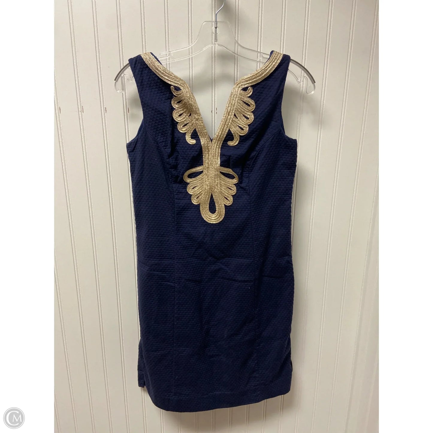 Dress Designer By Lilly Pulitzer In Blue & Gold, Size: S