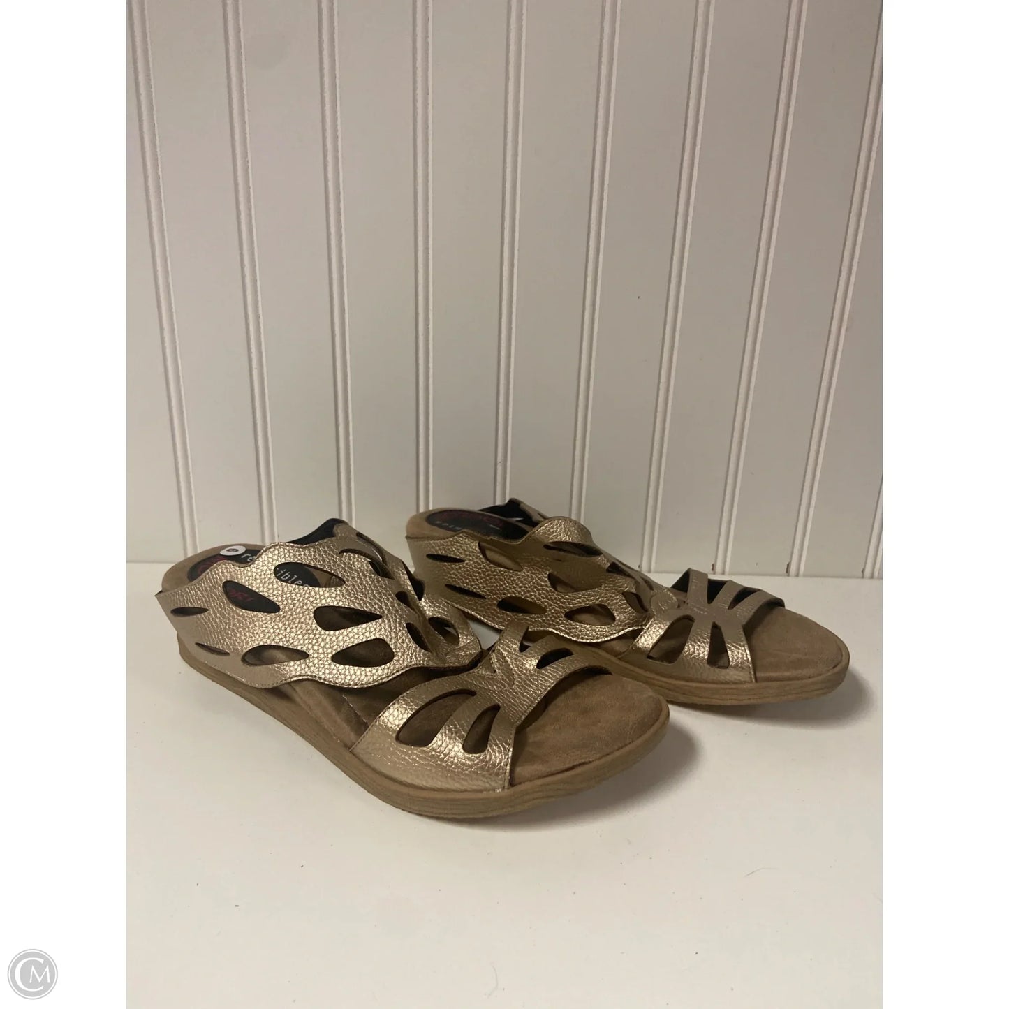 Sandals Flats By Clothes Mentor In Gold, Size: 9