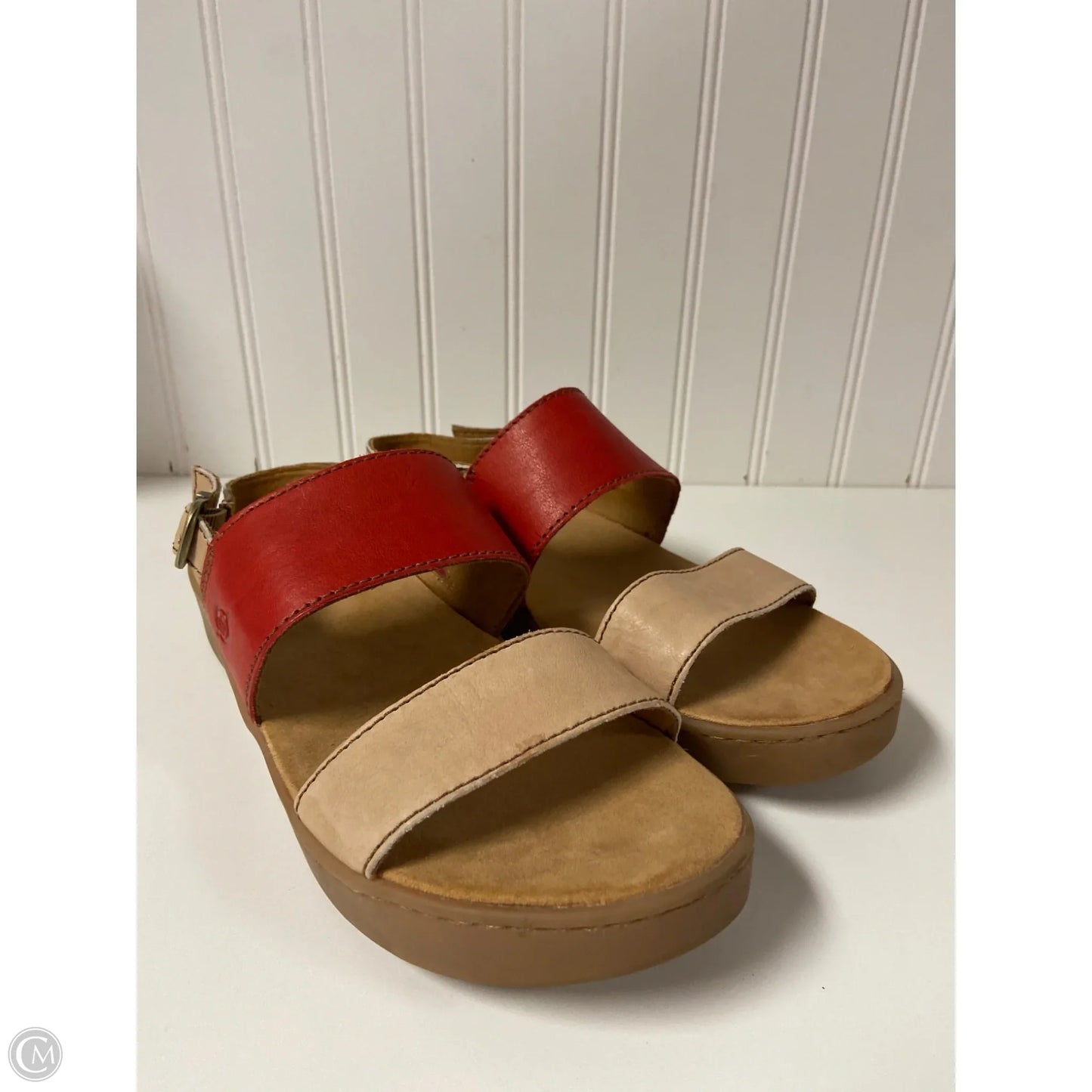 Sandals Flats By Born In Red & Tan, Size: 10