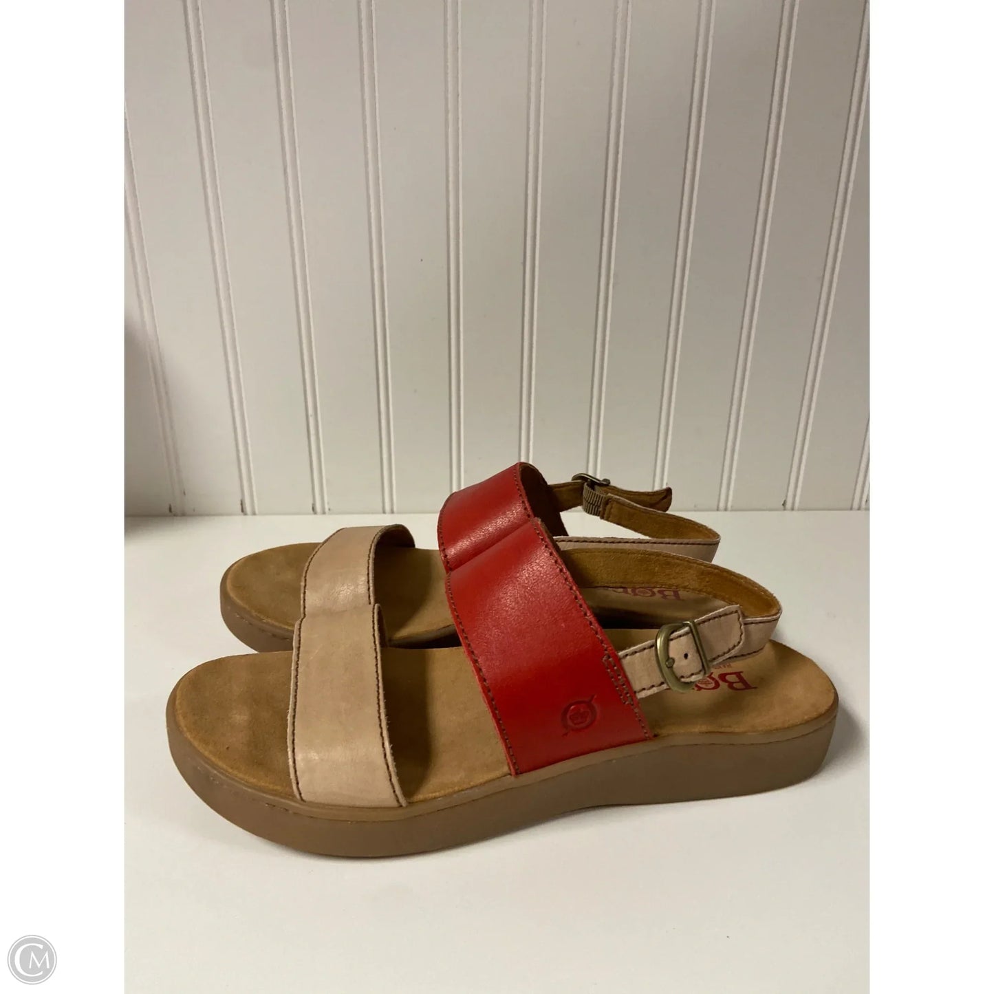 Sandals Flats By Born In Red & Tan, Size: 10