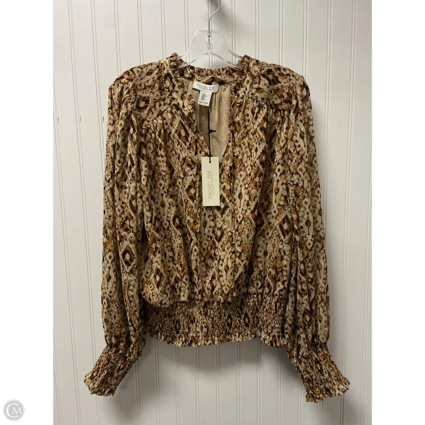 Top Long Sleeve By Rachel Zoe In Tan, Size: L