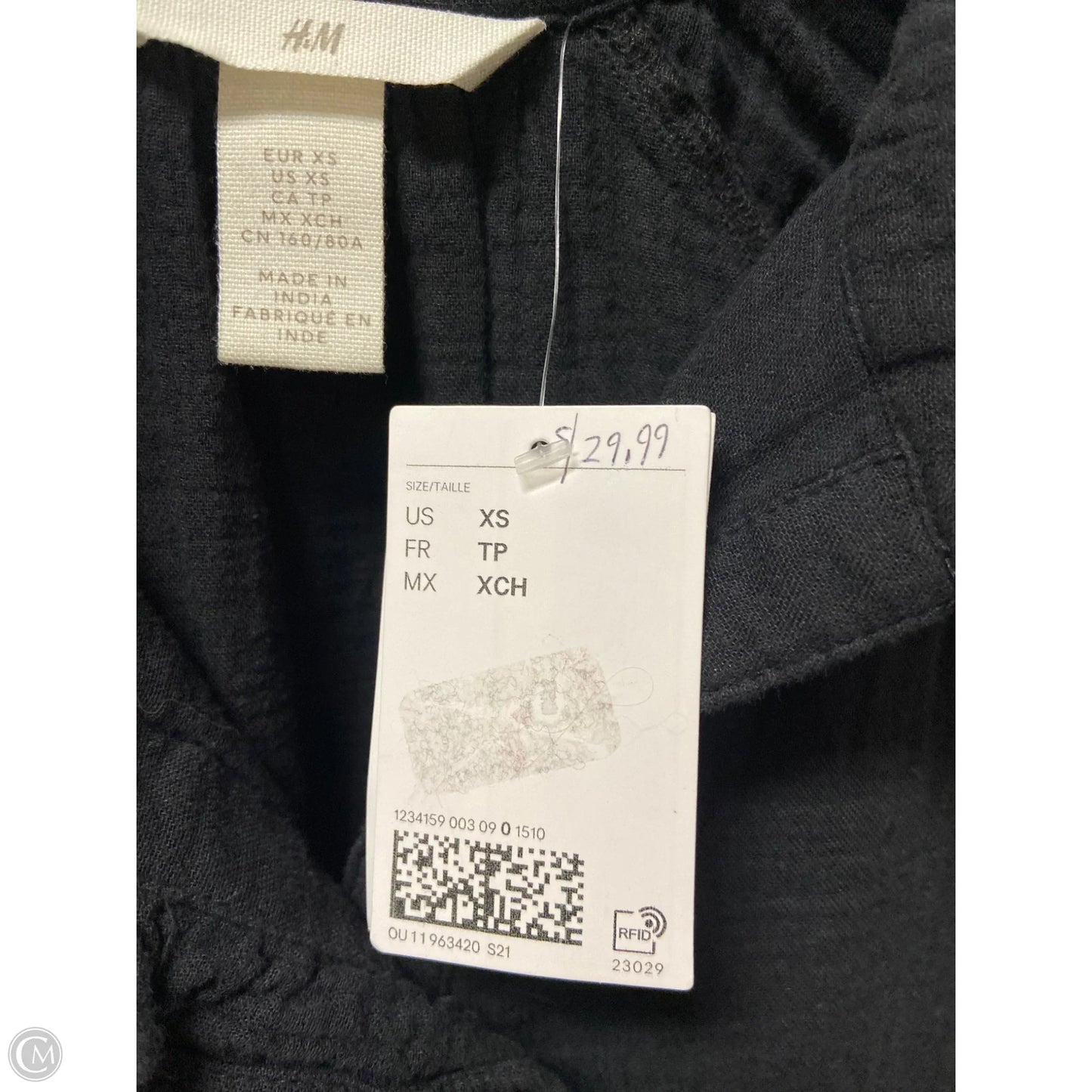 Top Long Sleeve By H&m In Black, Size: Xs