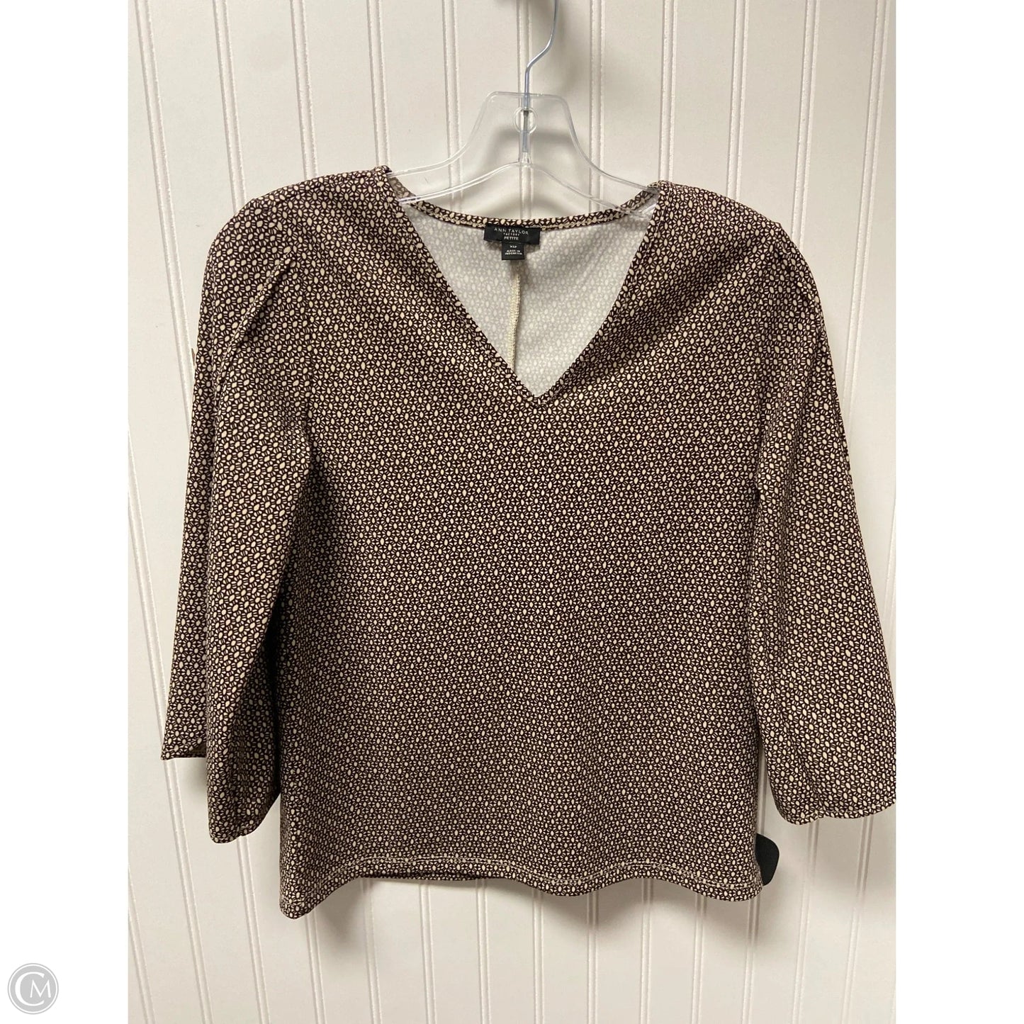 Top Long Sleeve By Ann Taylor In Brown & Cream, Size: Xsp
