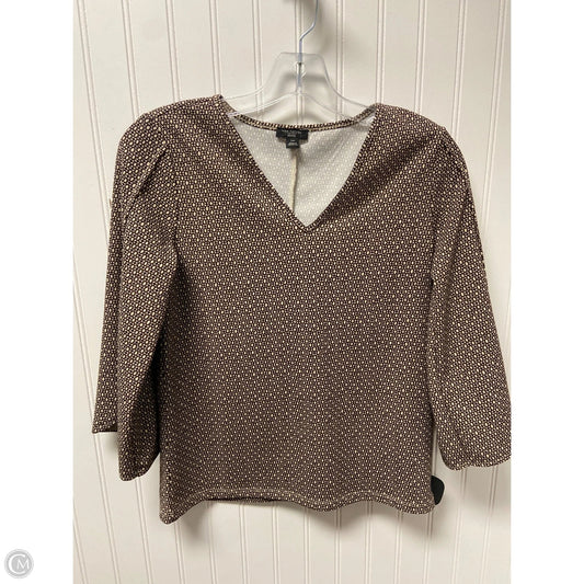 Top Long Sleeve By Ann Taylor In Brown & Cream, Size: Xsp