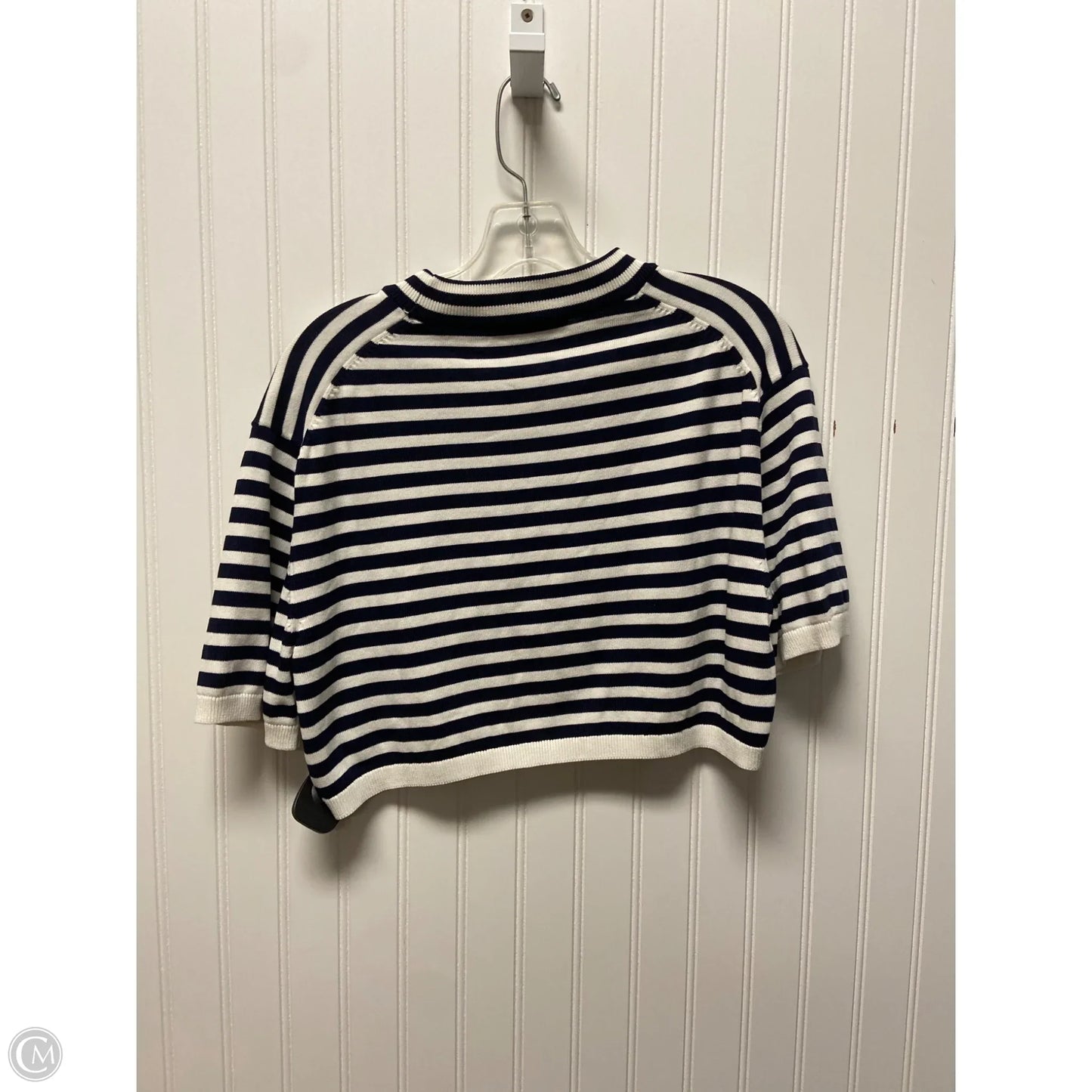 Top Short Sleeve By Zara In Striped Pattern, Size: M
