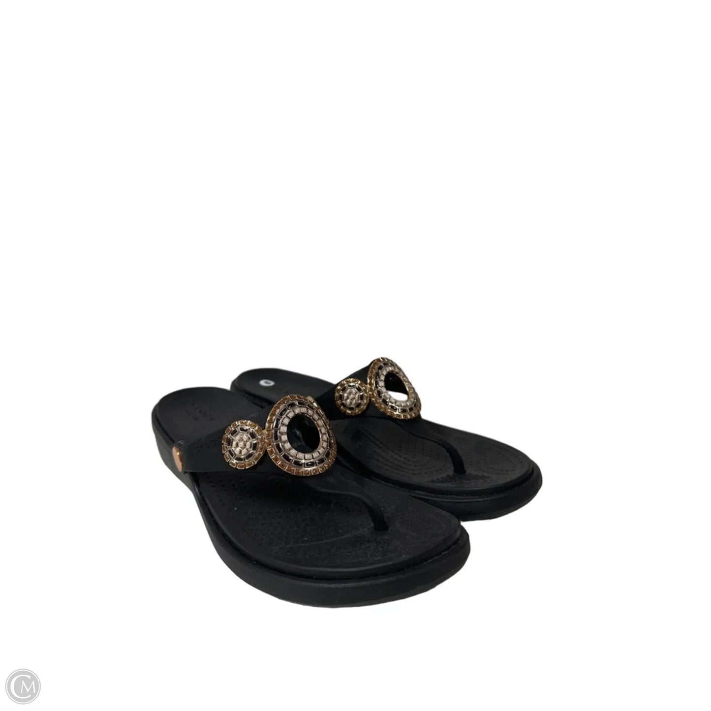 Sandals Flip Flops By Crocs In Black, Size: 9