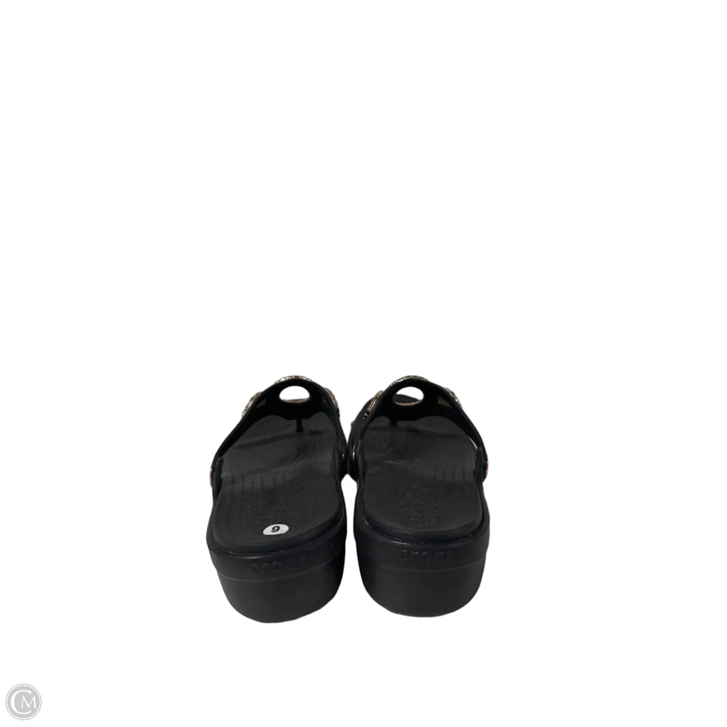 Sandals Flip Flops By Crocs In Black, Size: 9