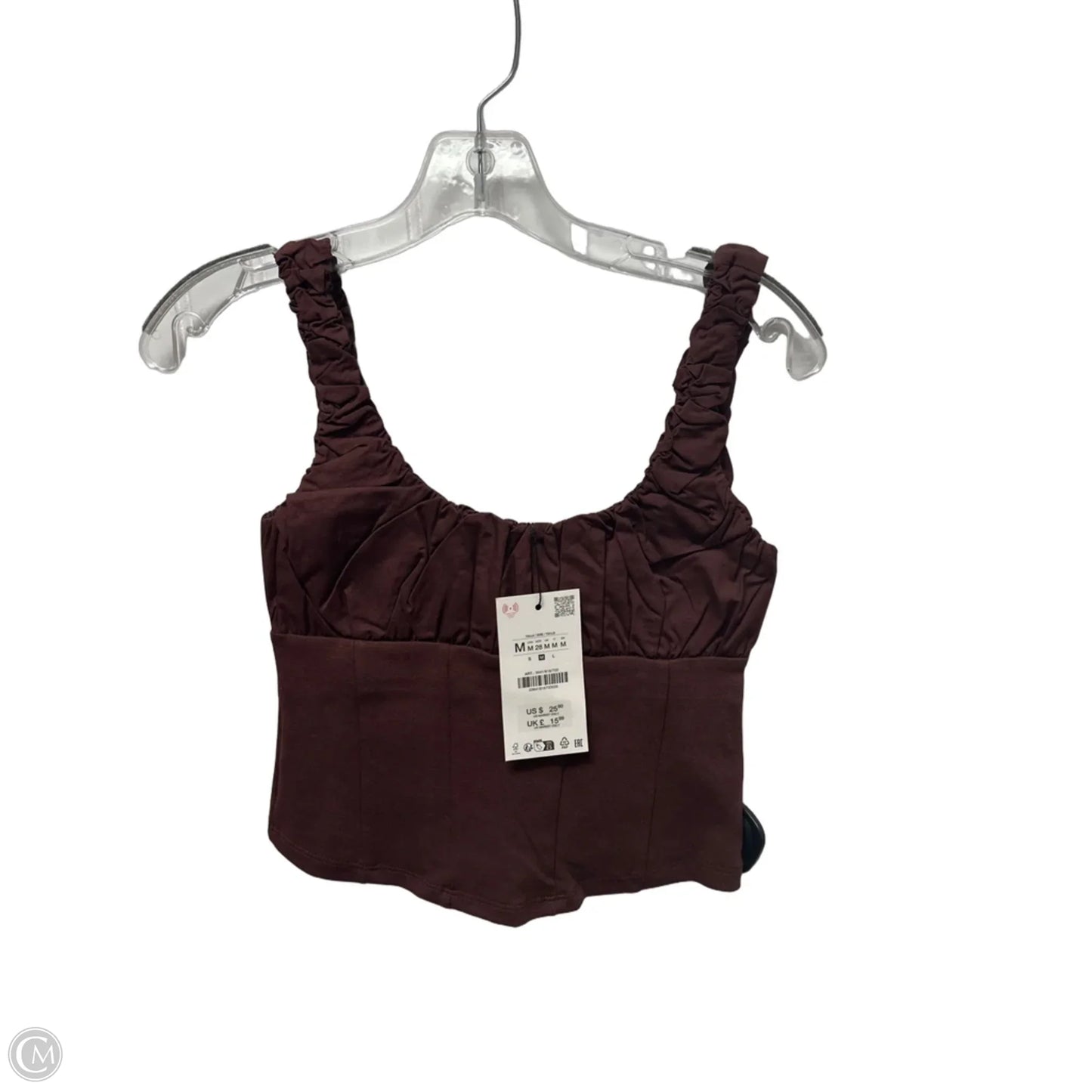 Top Sleeveless By Zara In Brown, Size: M