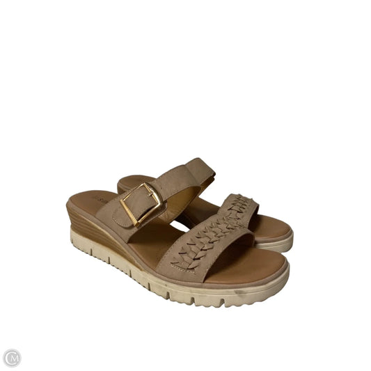 Sandals Heels Wedge By Clothes Mentor In Beige, Size: 8.5