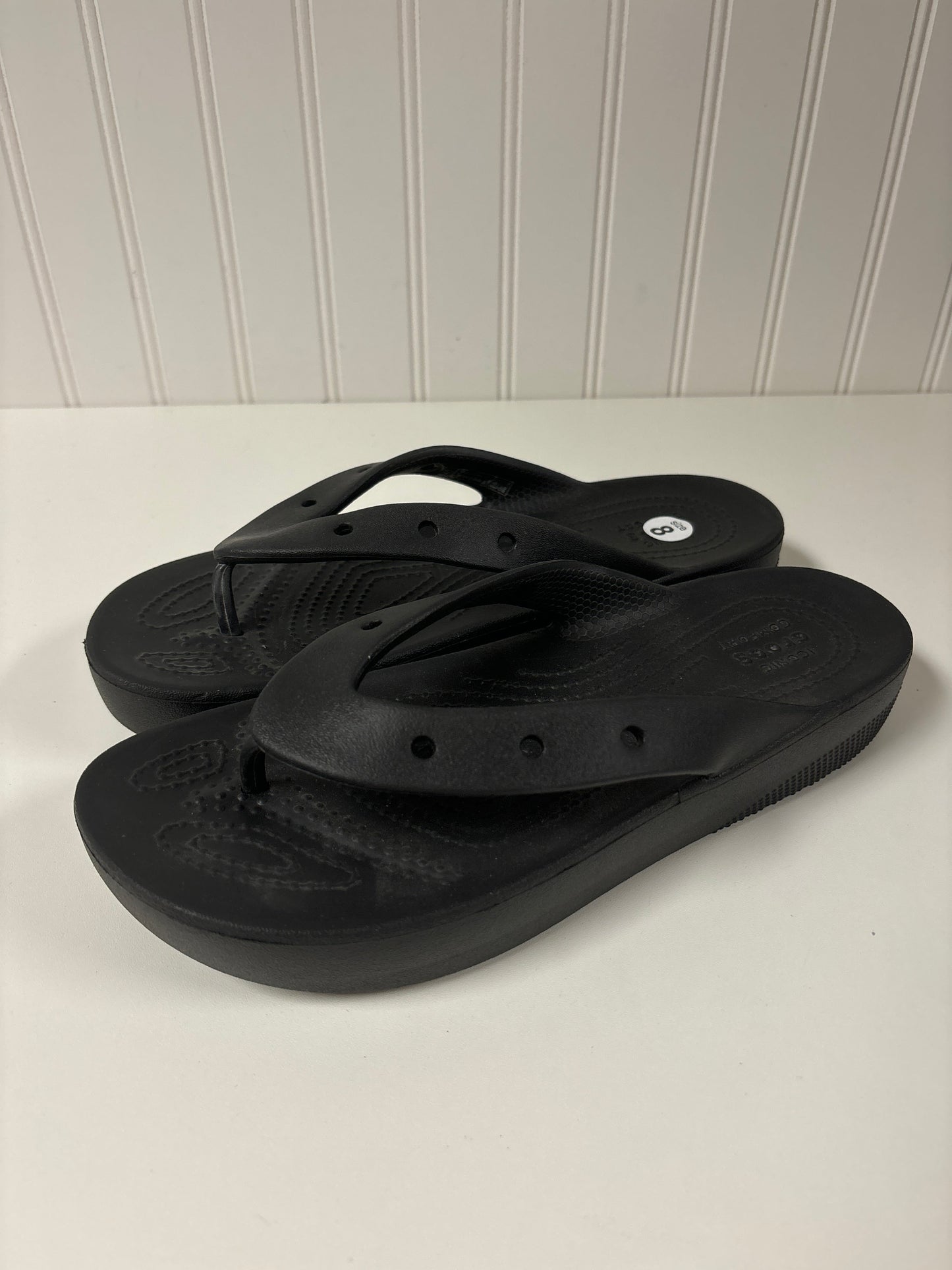 Black Sandals Flip Flops Crocs, Size 8