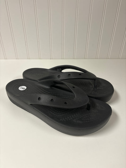 Black Sandals Flip Flops Crocs, Size 8