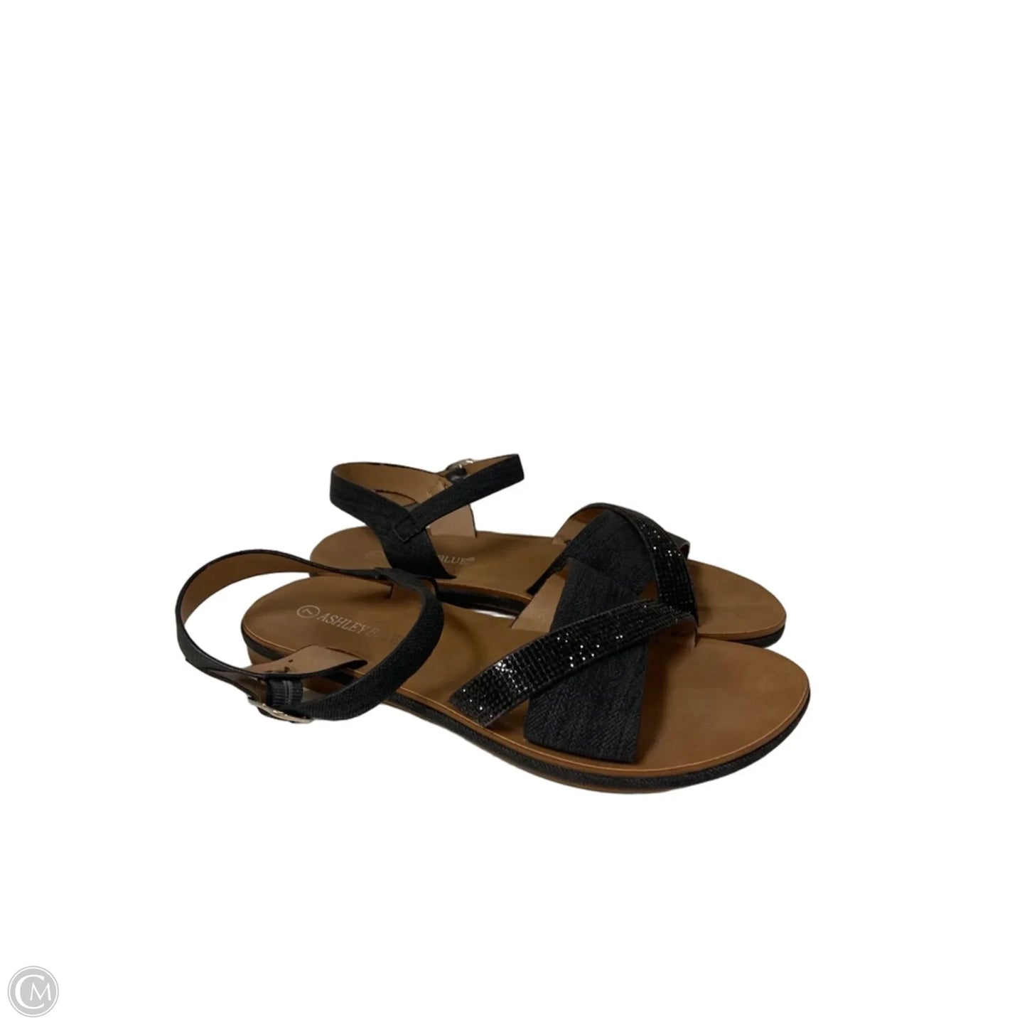 Sandals Flats By Clothes Mentor In Black, Size: 7
