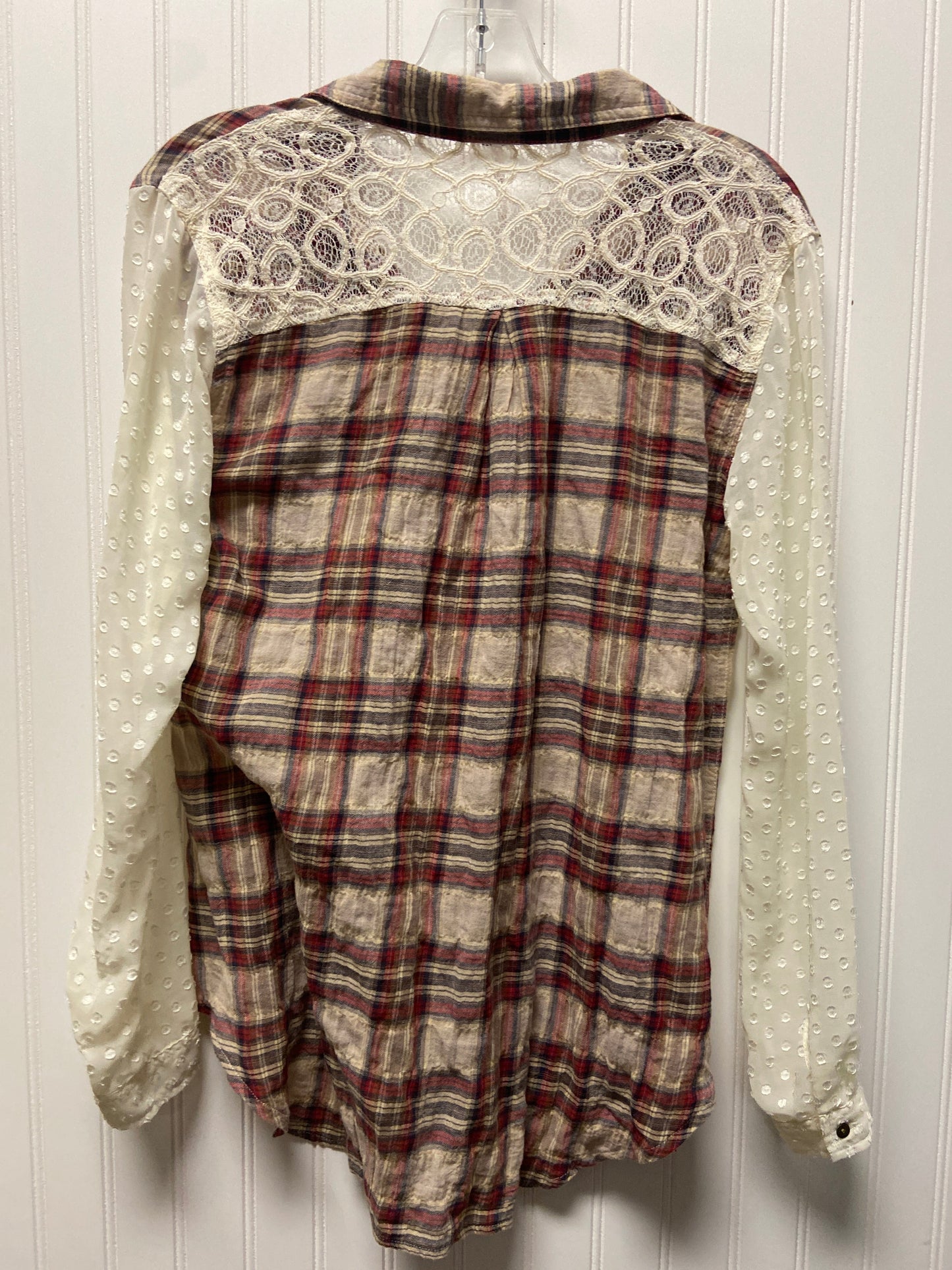 Plaid Pattern Top Long Sleeve Free People, Size Xs
