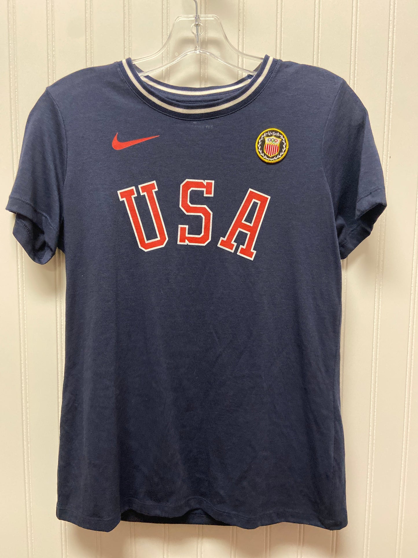 Navy Athletic Top Short Sleeve Nike, Size S