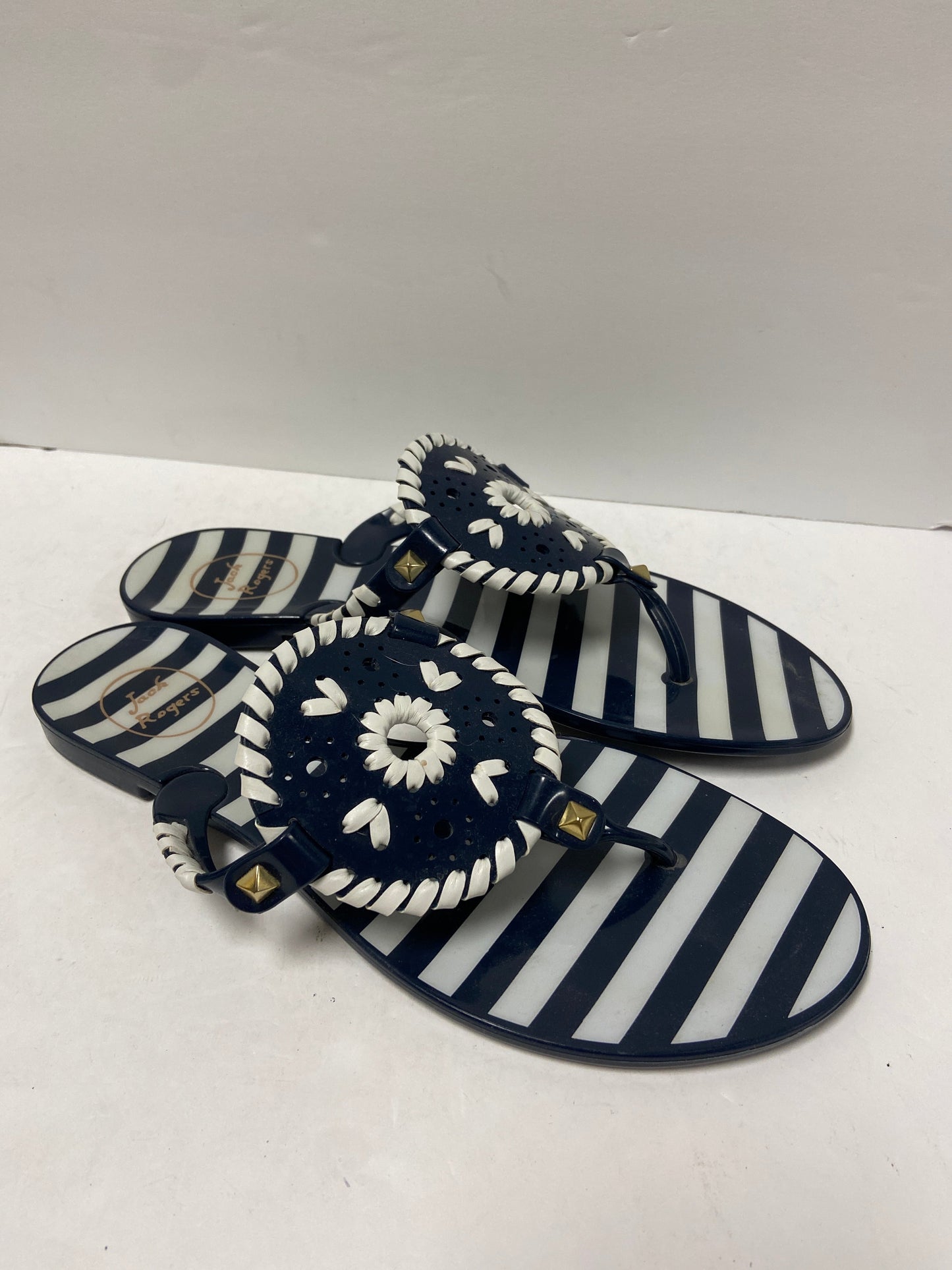 Striped Pattern Sandals Flip Flops Jack Rogers, Size 7