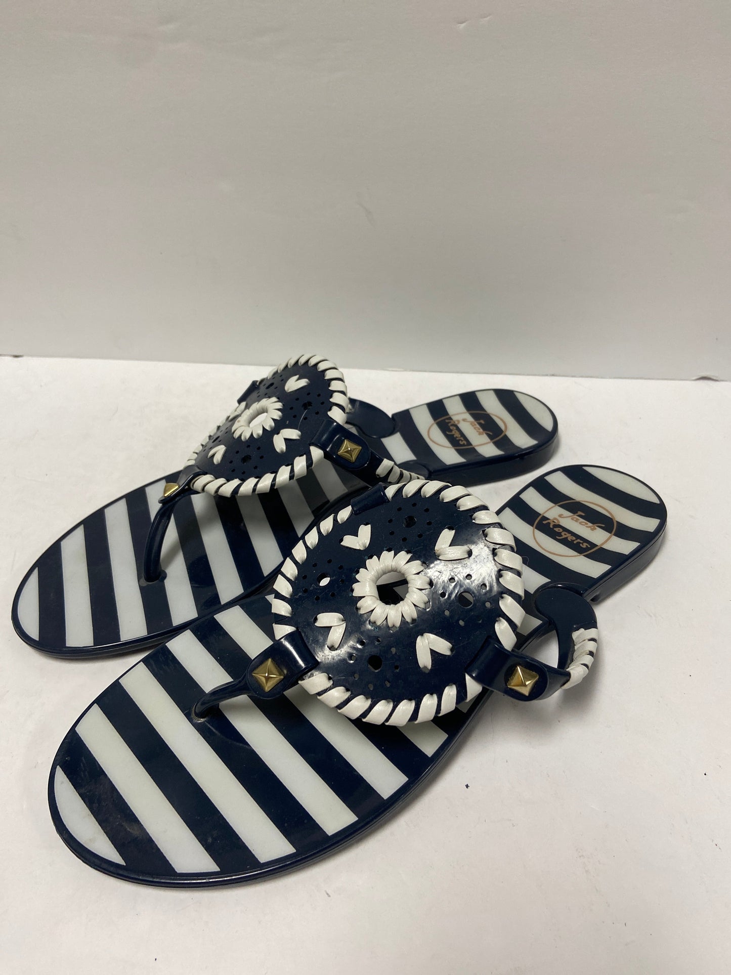 Striped Pattern Sandals Flip Flops Jack Rogers, Size 7