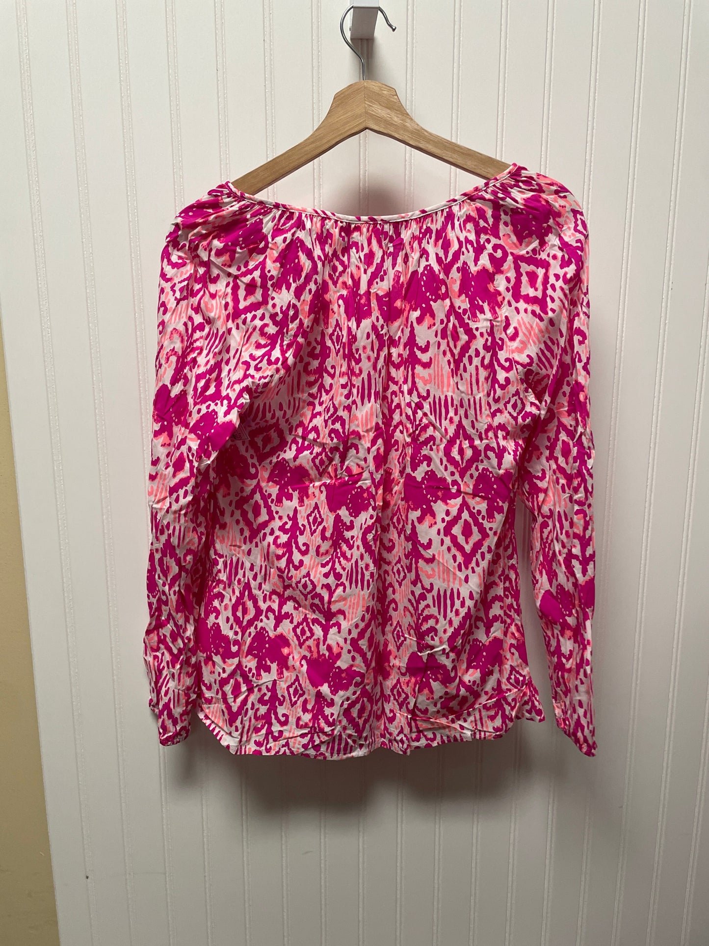 Pink & White Top Long Sleeve Designer Lilly Pulitzer, Size S