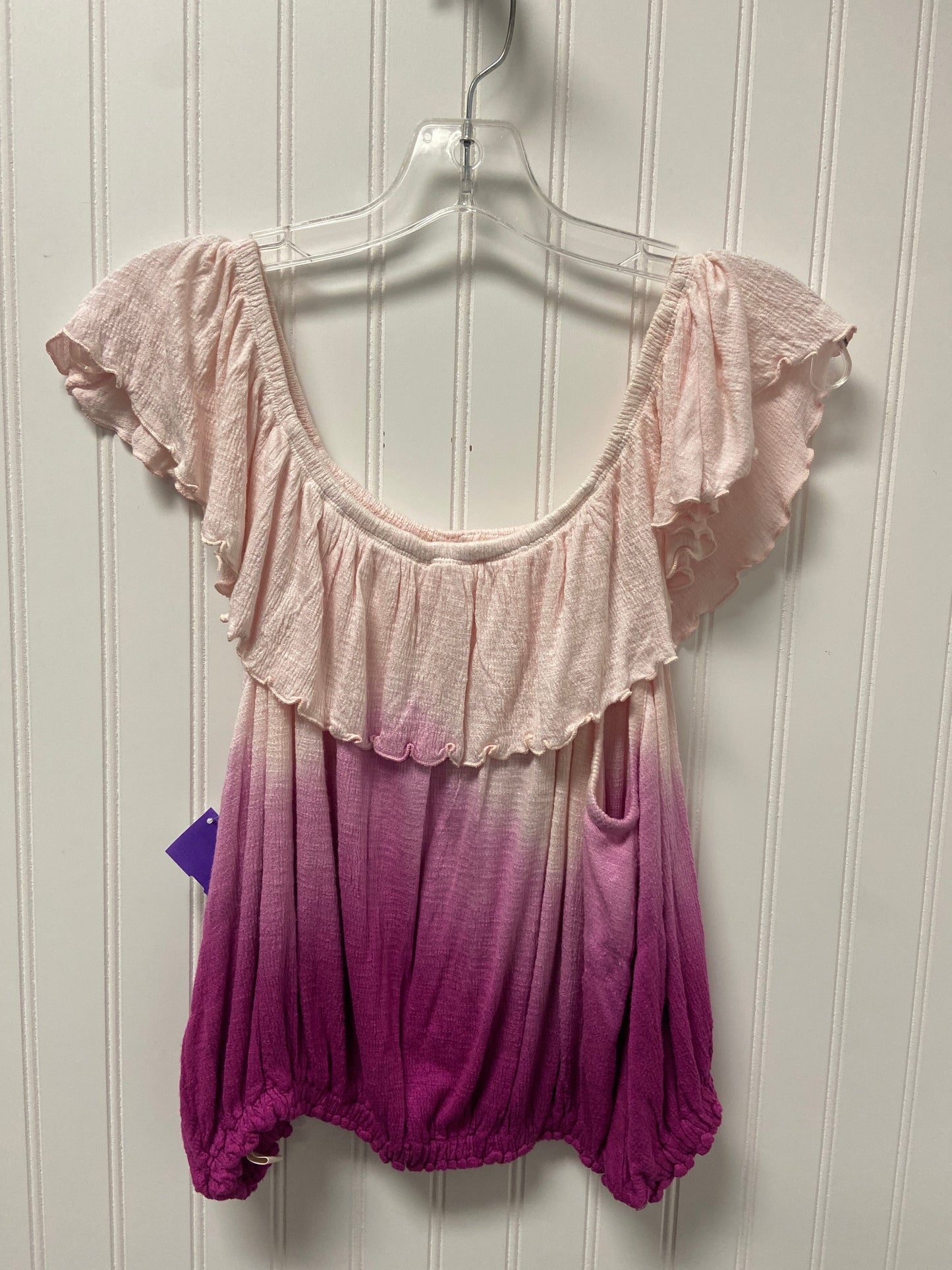 Pink & Purple Top Short Sleeve Free People, Size Xs
