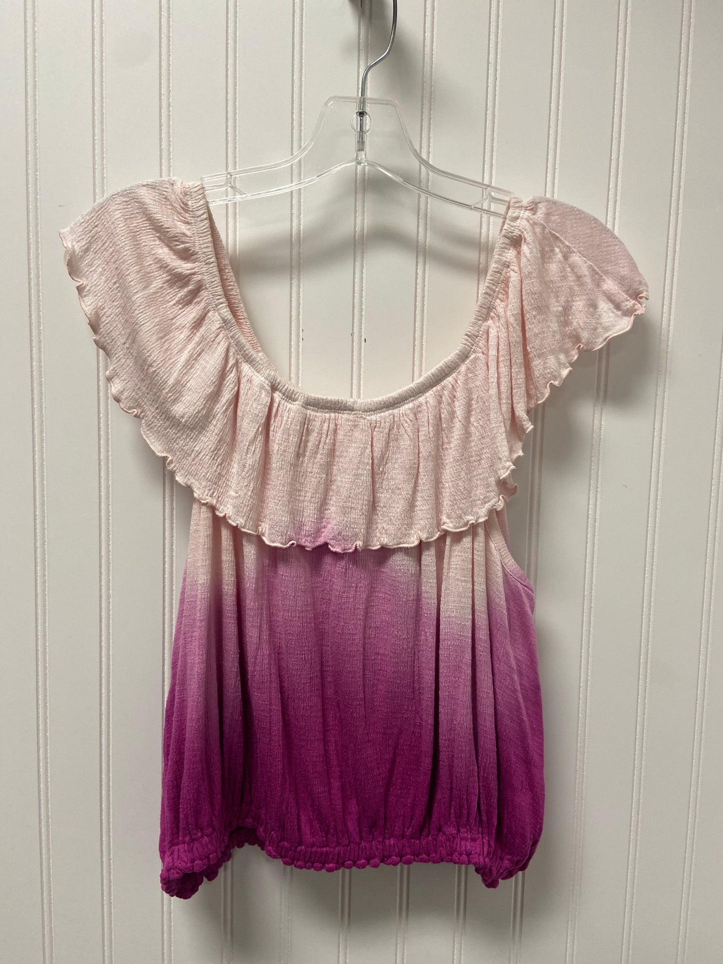 Pink & Purple Top Short Sleeve Free People, Size Xs