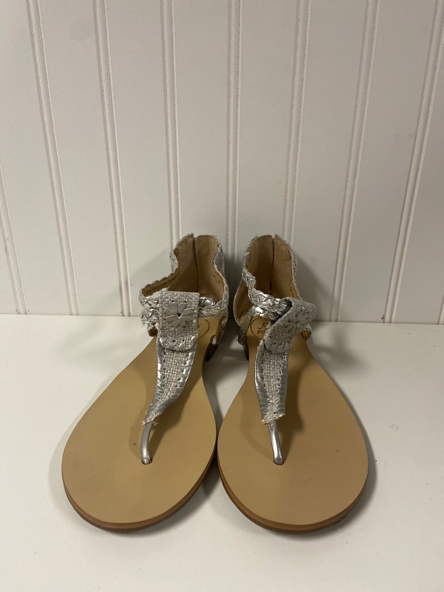 Sandals Flats By Jack Rogers In Silver, Size: 6