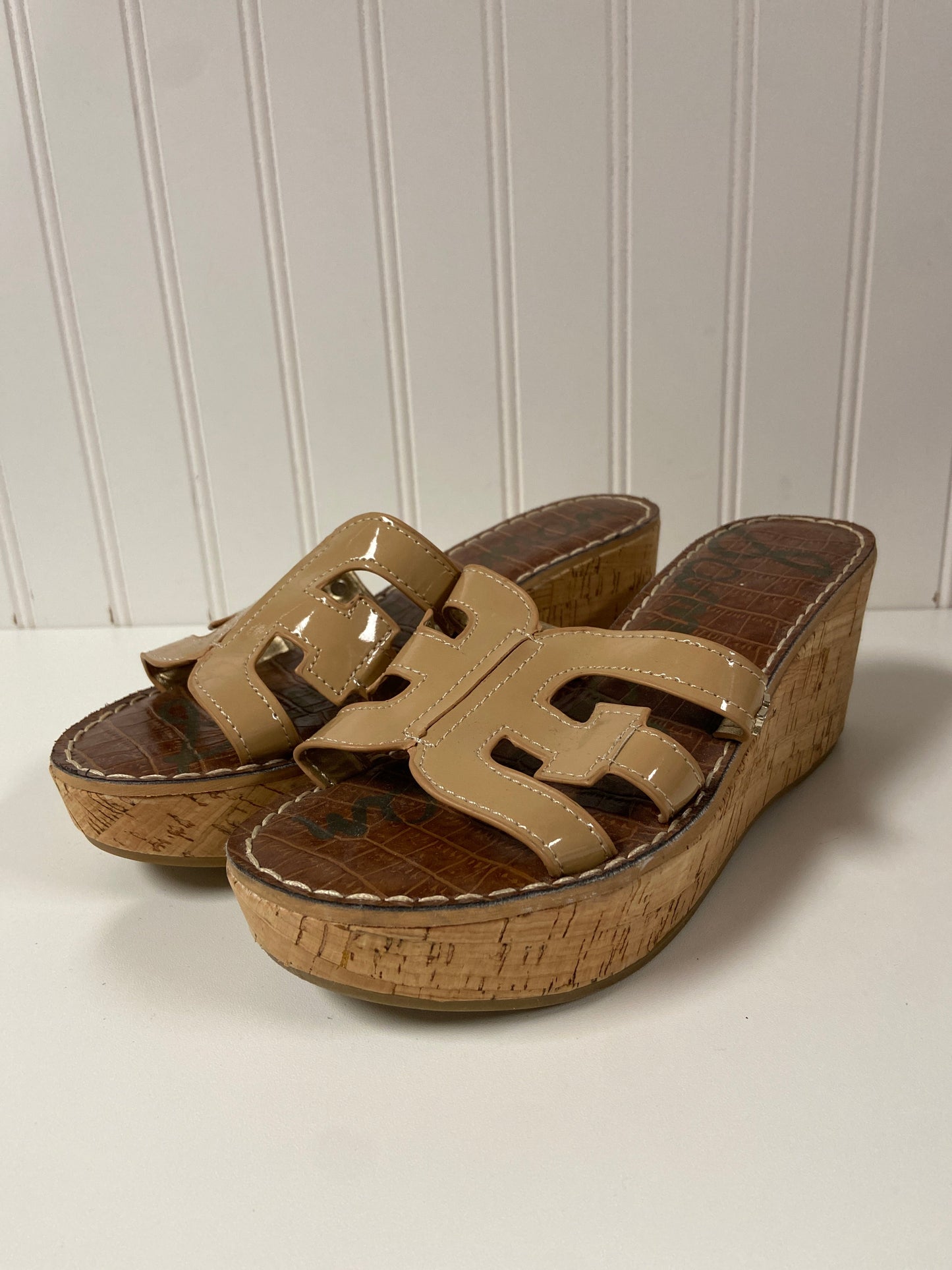 Sandals Heels Wedge By Sam Edelman In Tan, Size: 6a