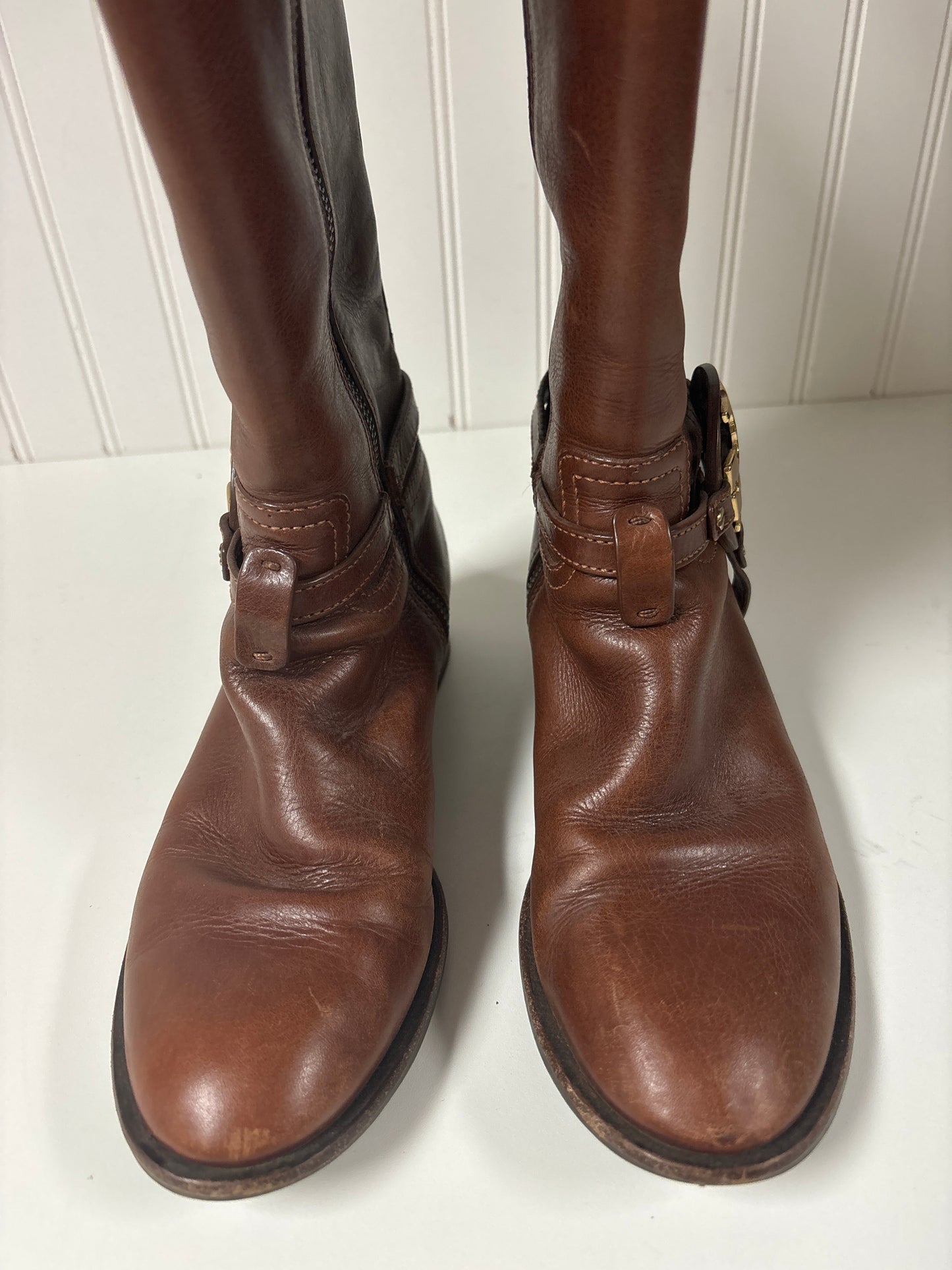 Boots Designer By Tory Burch In Brown, Size: 6.5