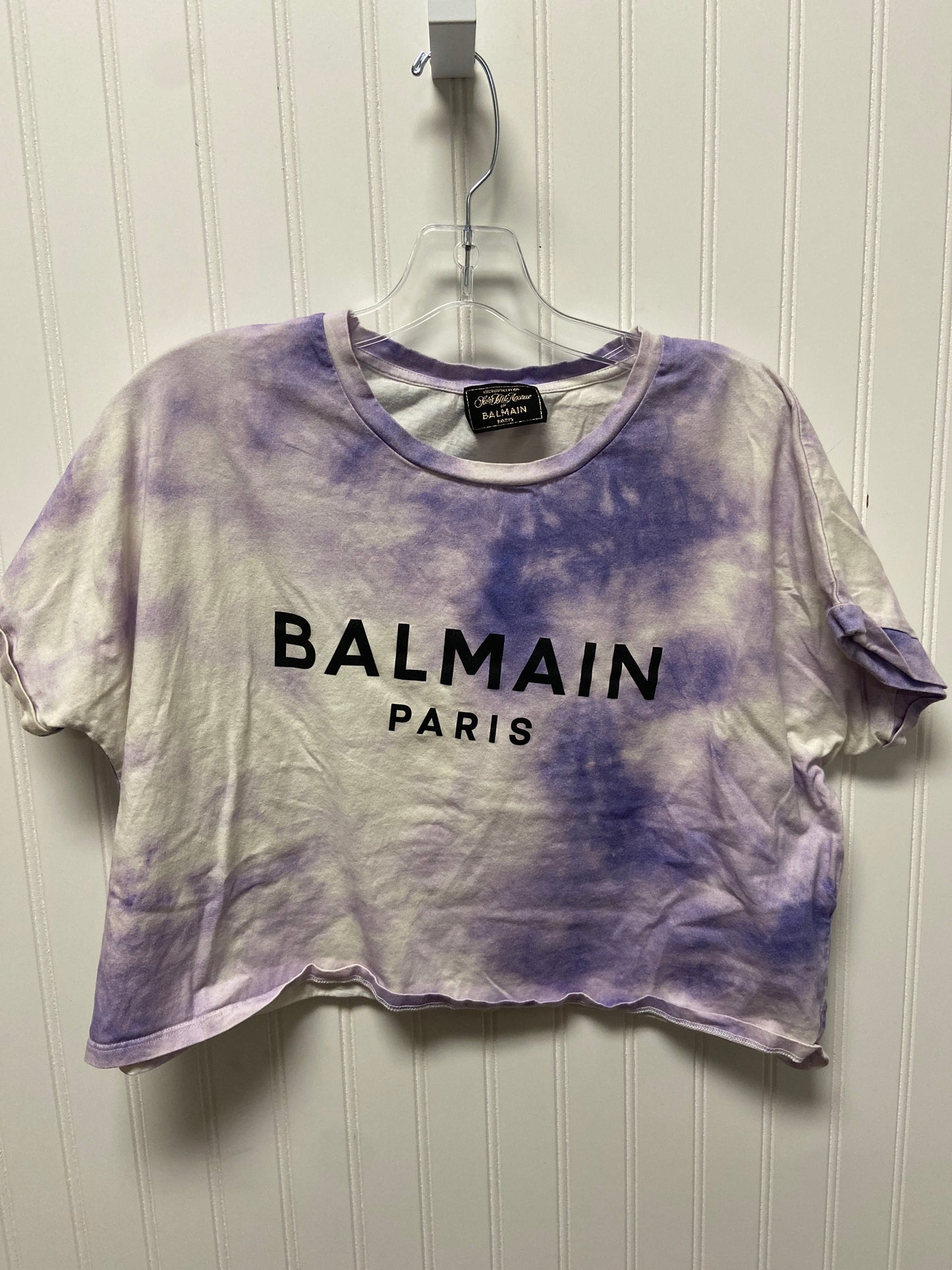 Top Short Sleeve Luxury Designer By Balmain In Tie Dye Print, Size: Xl