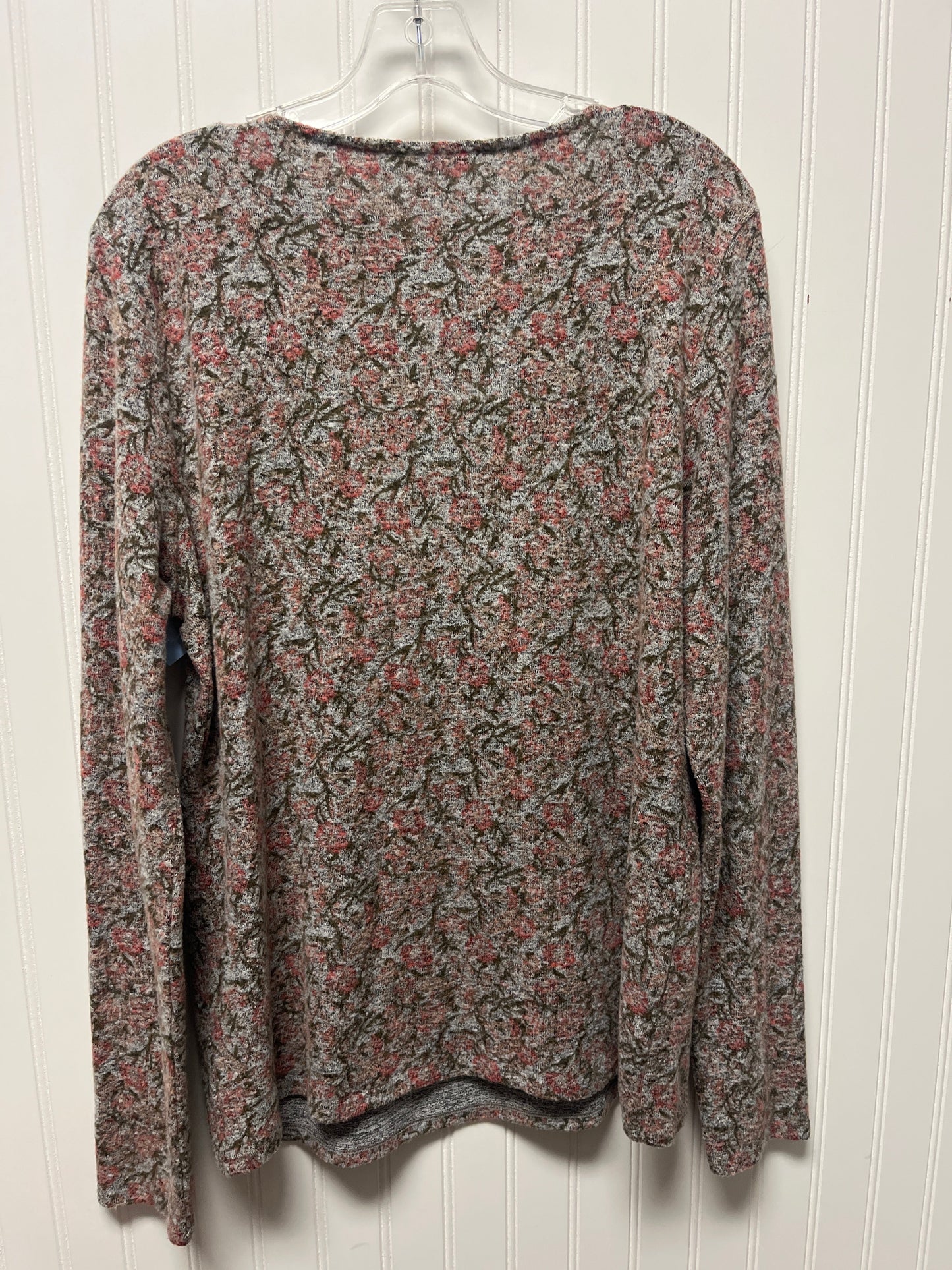 Top Long Sleeve By Lucky Brand In Grey & Pink, Size: Xl