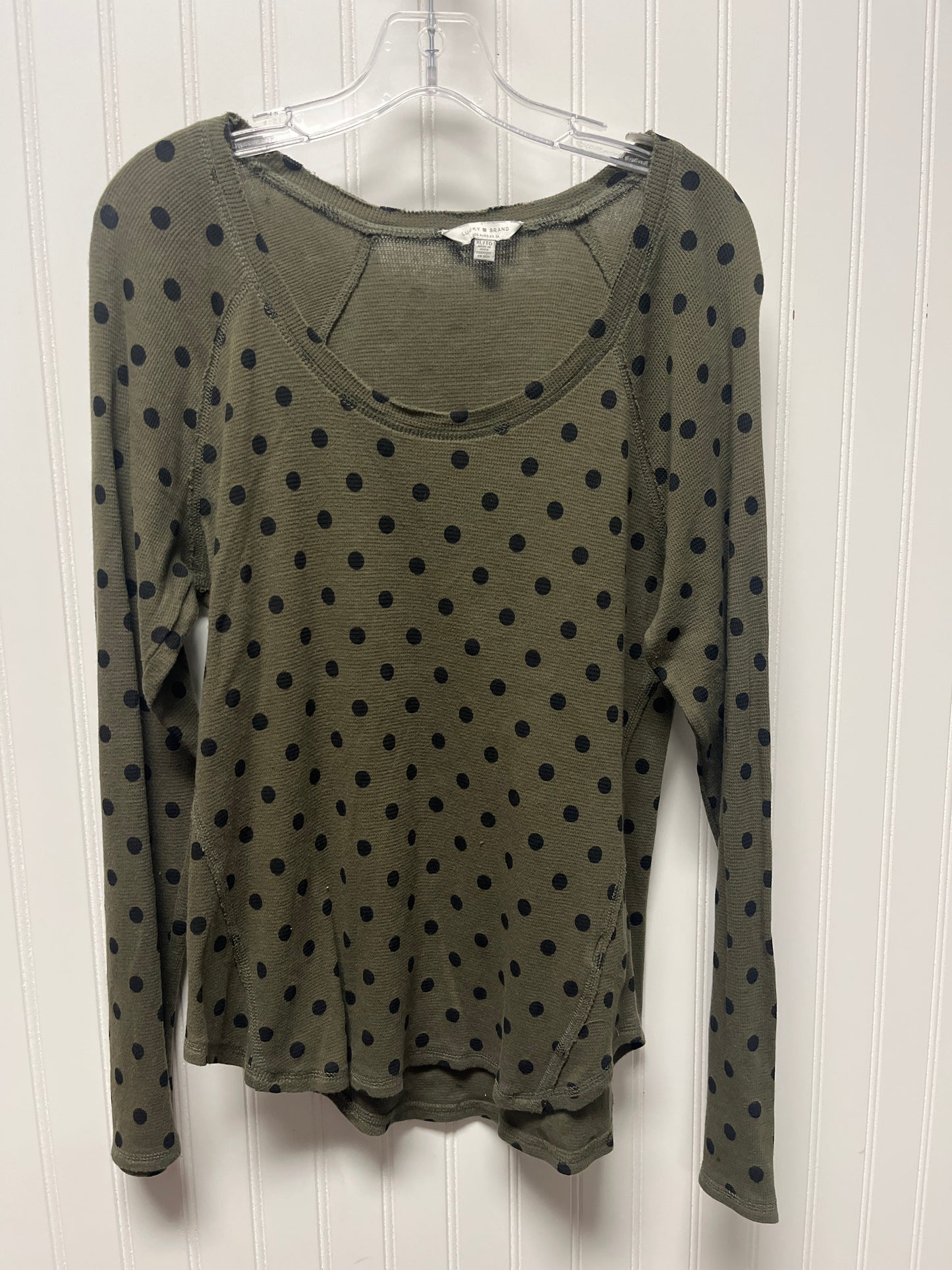 Top Long Sleeve By Lucky Brand In Polkadot Pattern, Size: Xl